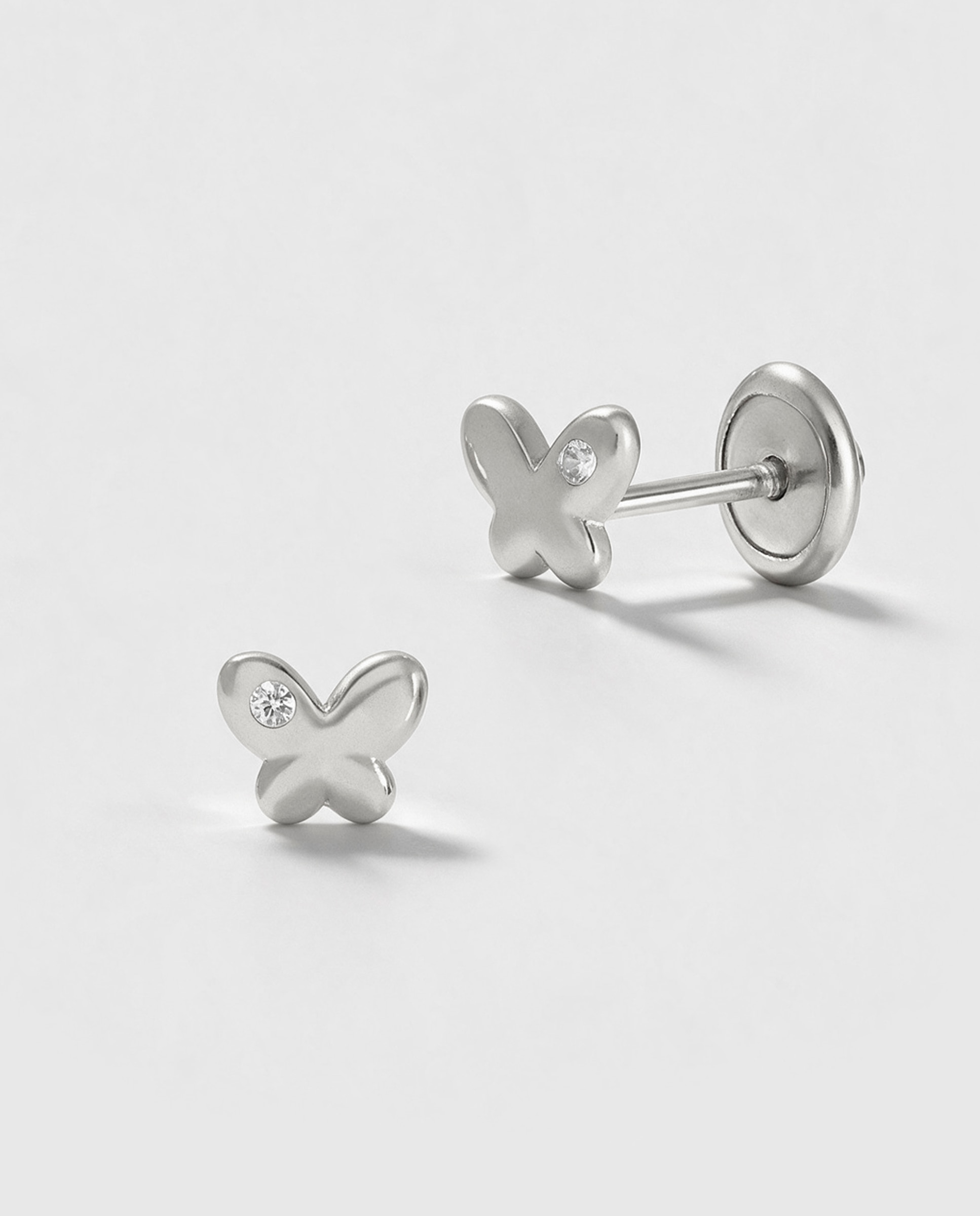 Pendientes de plata de bebé d03401/ac en forma de mariposa con ciconita - Marea - Plateado Plateado-3