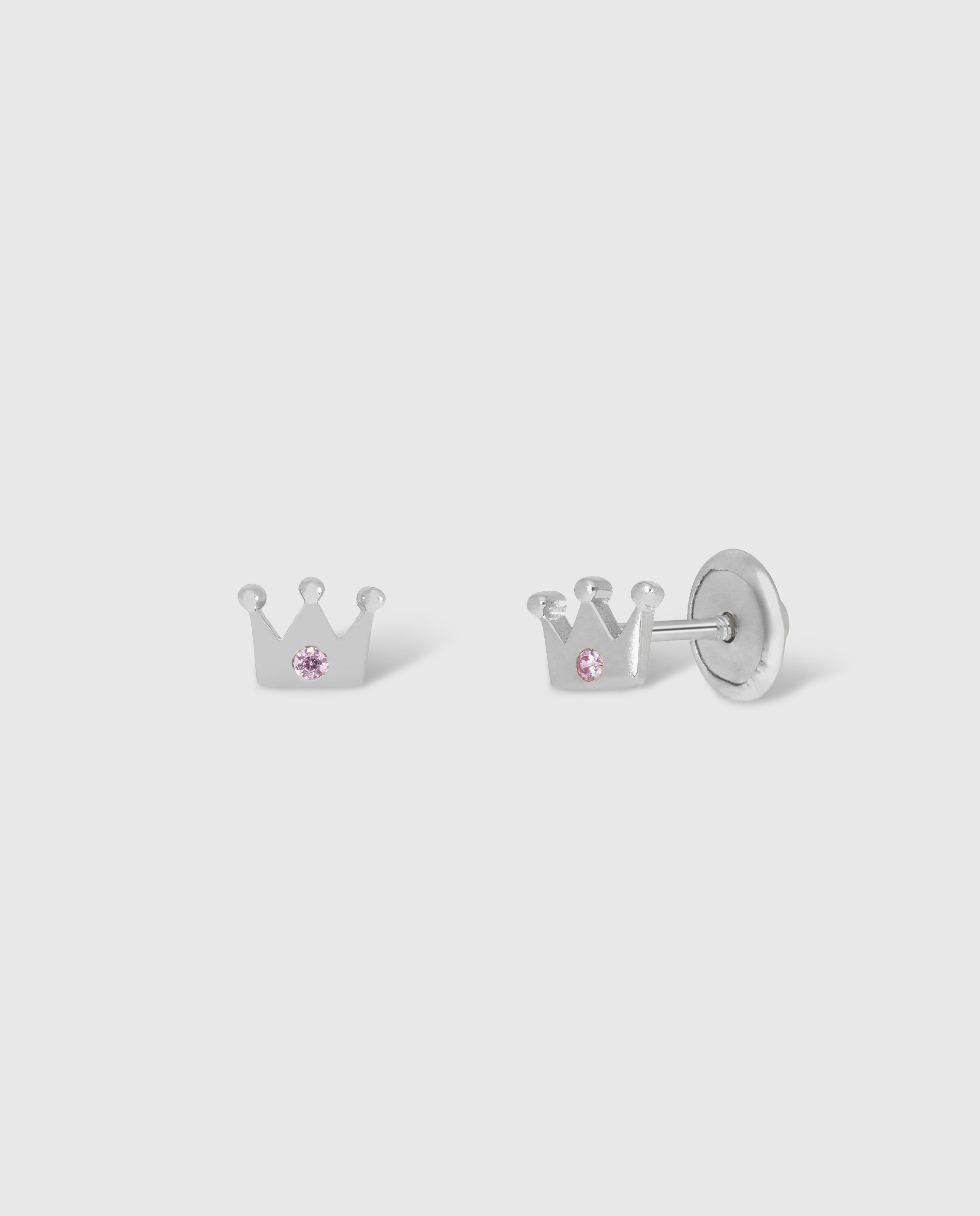 Imagen 0 de Pendientes de plata d03401/ag de bebé en forma de corona con circonita rosa light Plateado