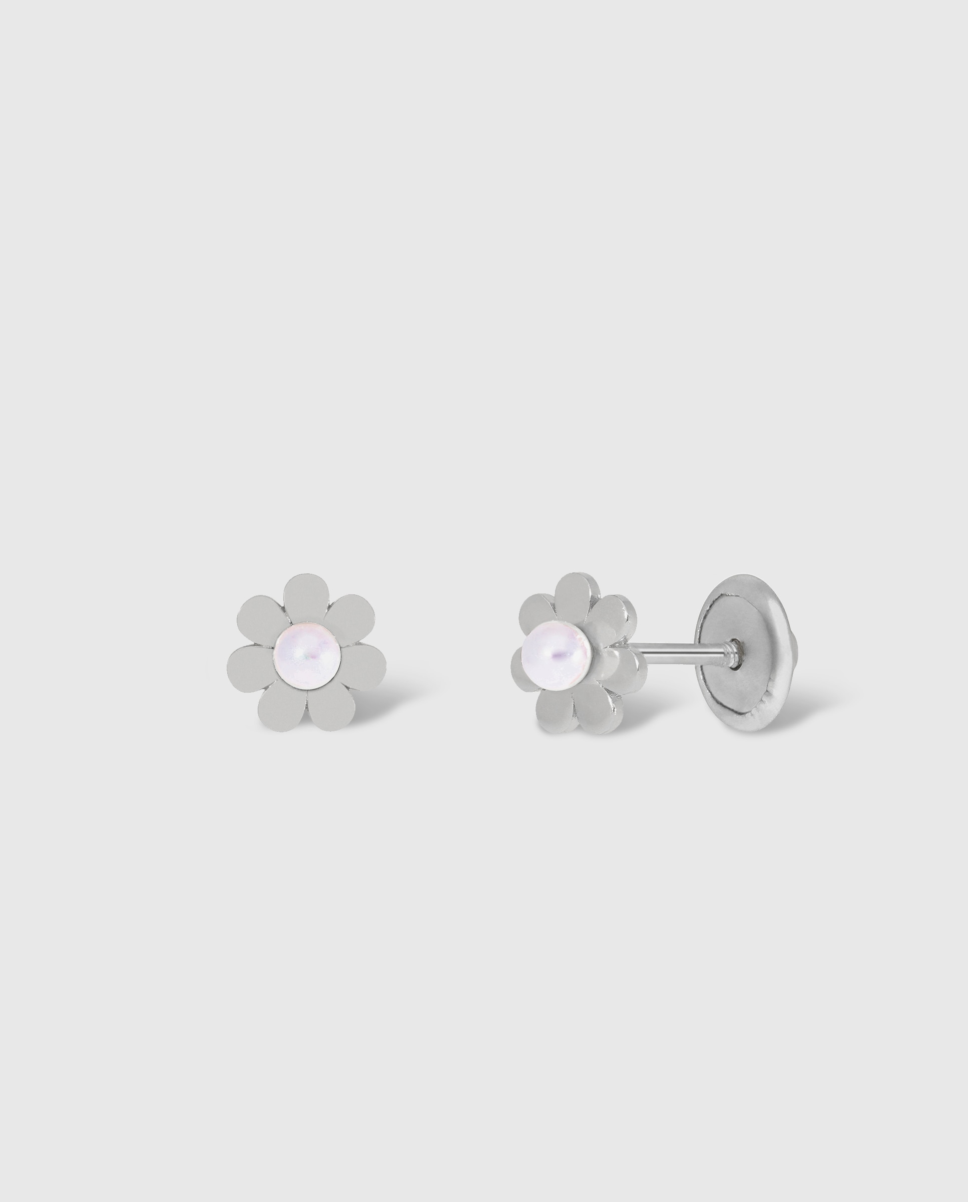 Imagen 0 de Pendientes de botón de niña d03401/ai de plata rodiada Plateado