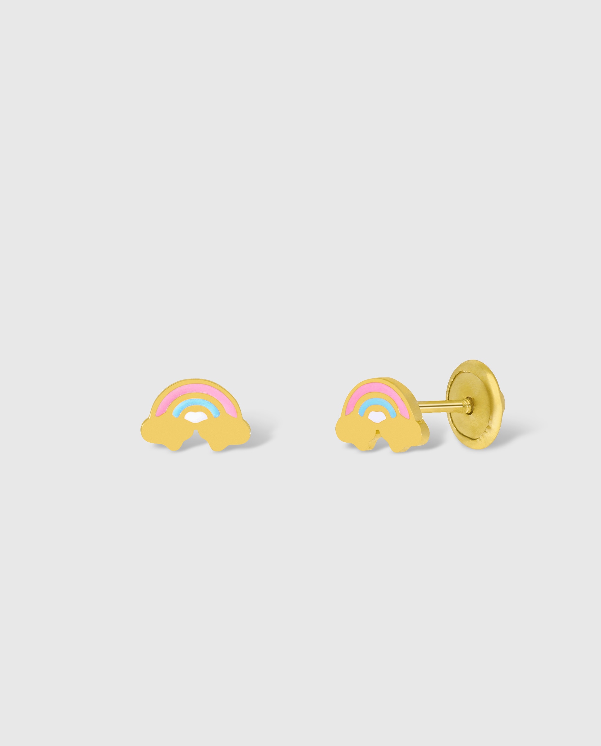 Imagen 0 de Pendientes de botón de niña d03401/al de plata rodiada bañada en oro de 18k Multicolor