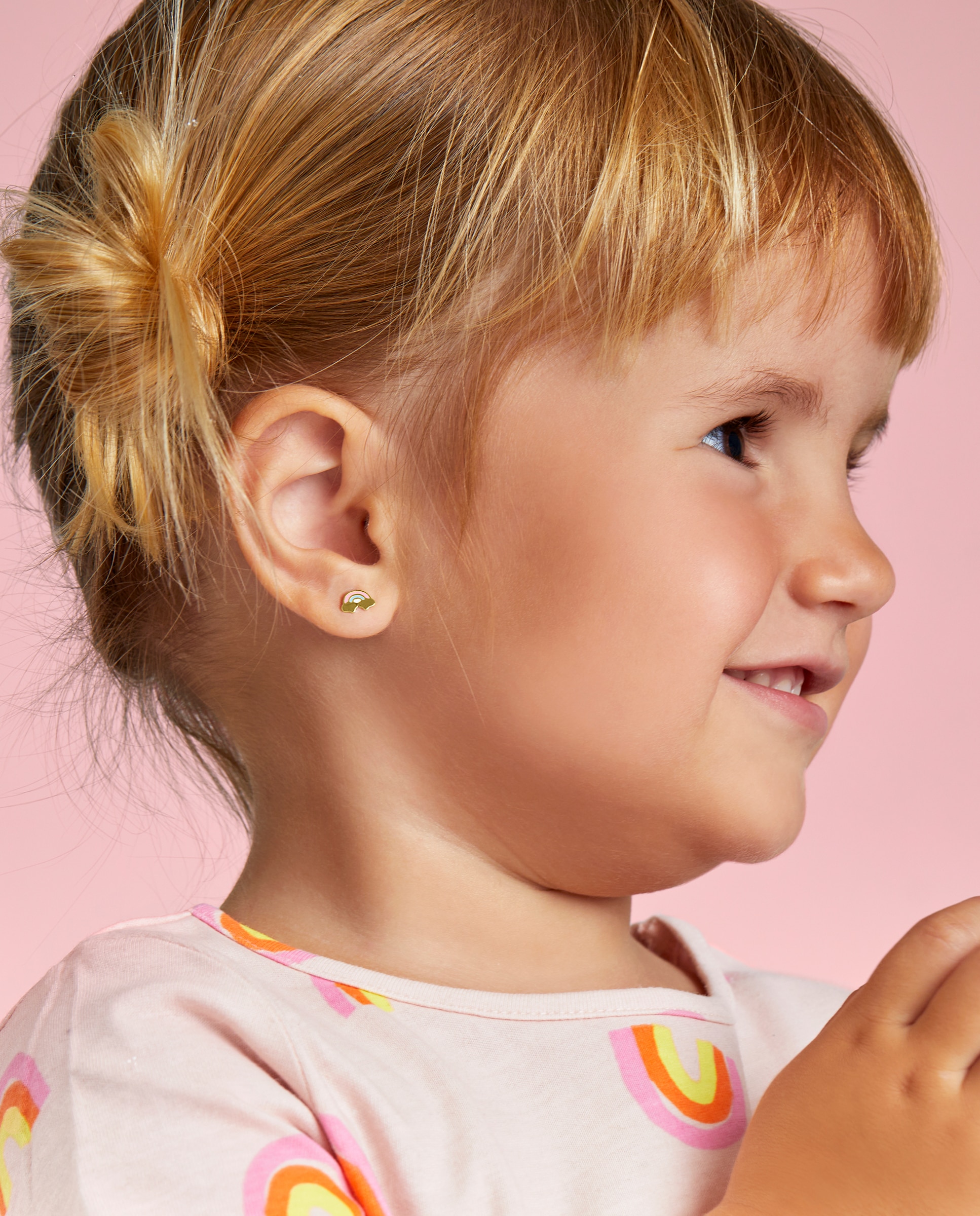 Pendientes de botón de niña d03401/al de plata rodiada bañada en oro de 18k - Marea - Multicolor Multicolor-2