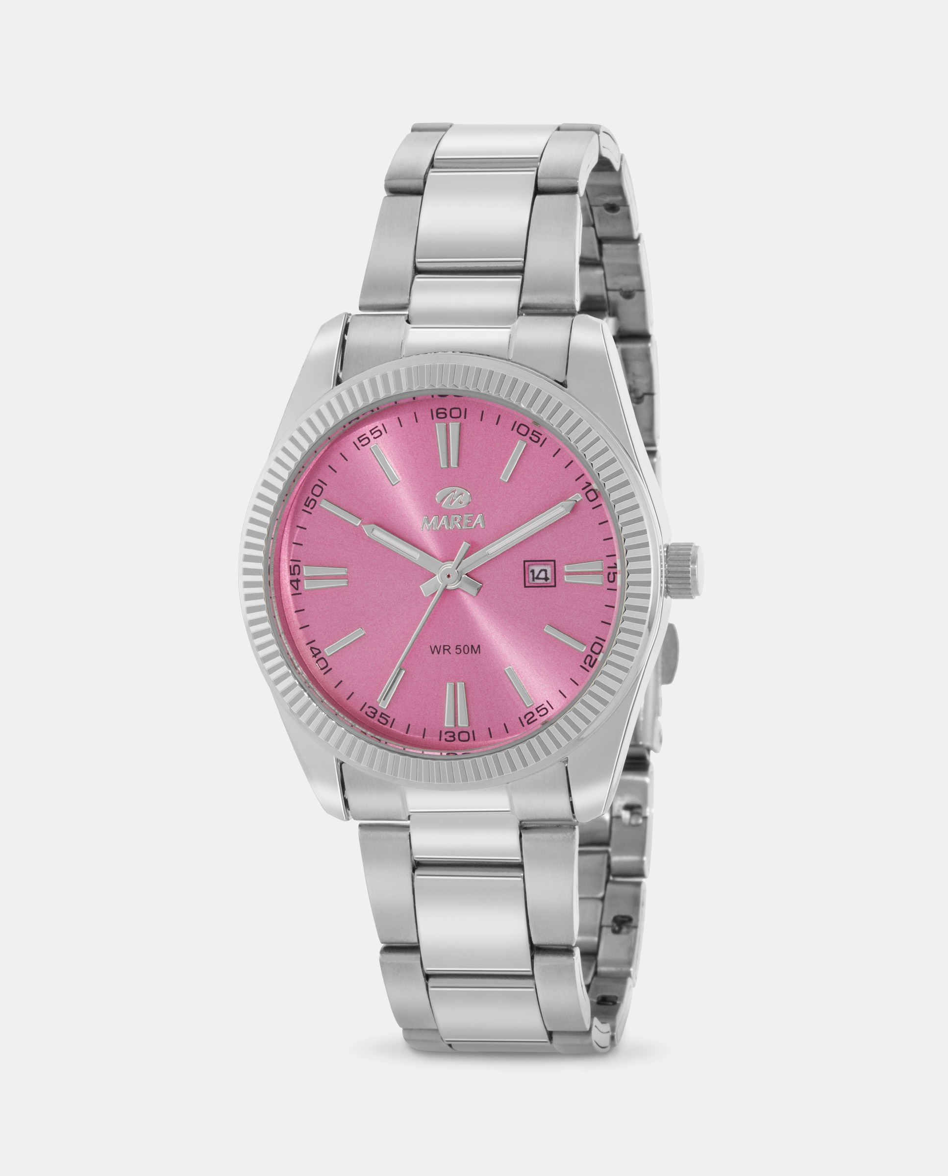 Reloj analógico de mujer b41377 2 correa de acero plata y esfera color rosa - Marea - Plateado Plateado-1