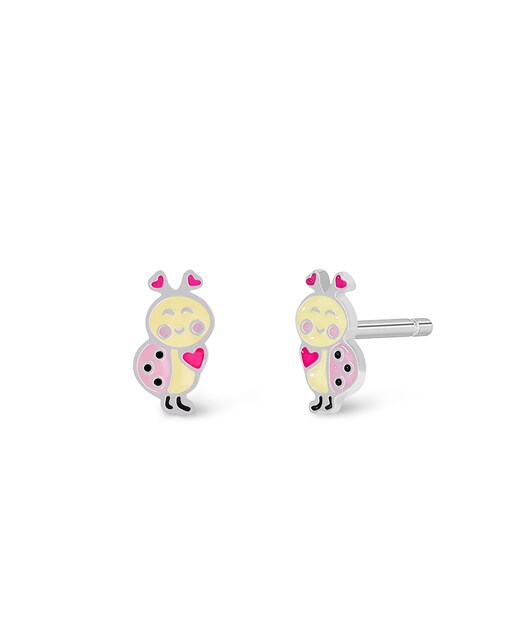 Imagen 0 de Pendientes de niña D03601/AP de plata rodiada con motivo mariquita y esmalte multicolor