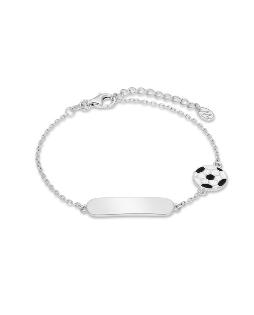 Imagen 0 de Pulsera de niño con placa grabable  D03703/AD de plata rodiada con motivo balón y esmalte blanco