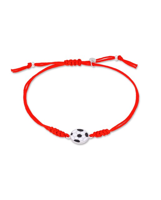 Imagen 0 de Pulsera de niño D03703/AI de plata rodiada con motivo balón y cordón de algodón rojo
