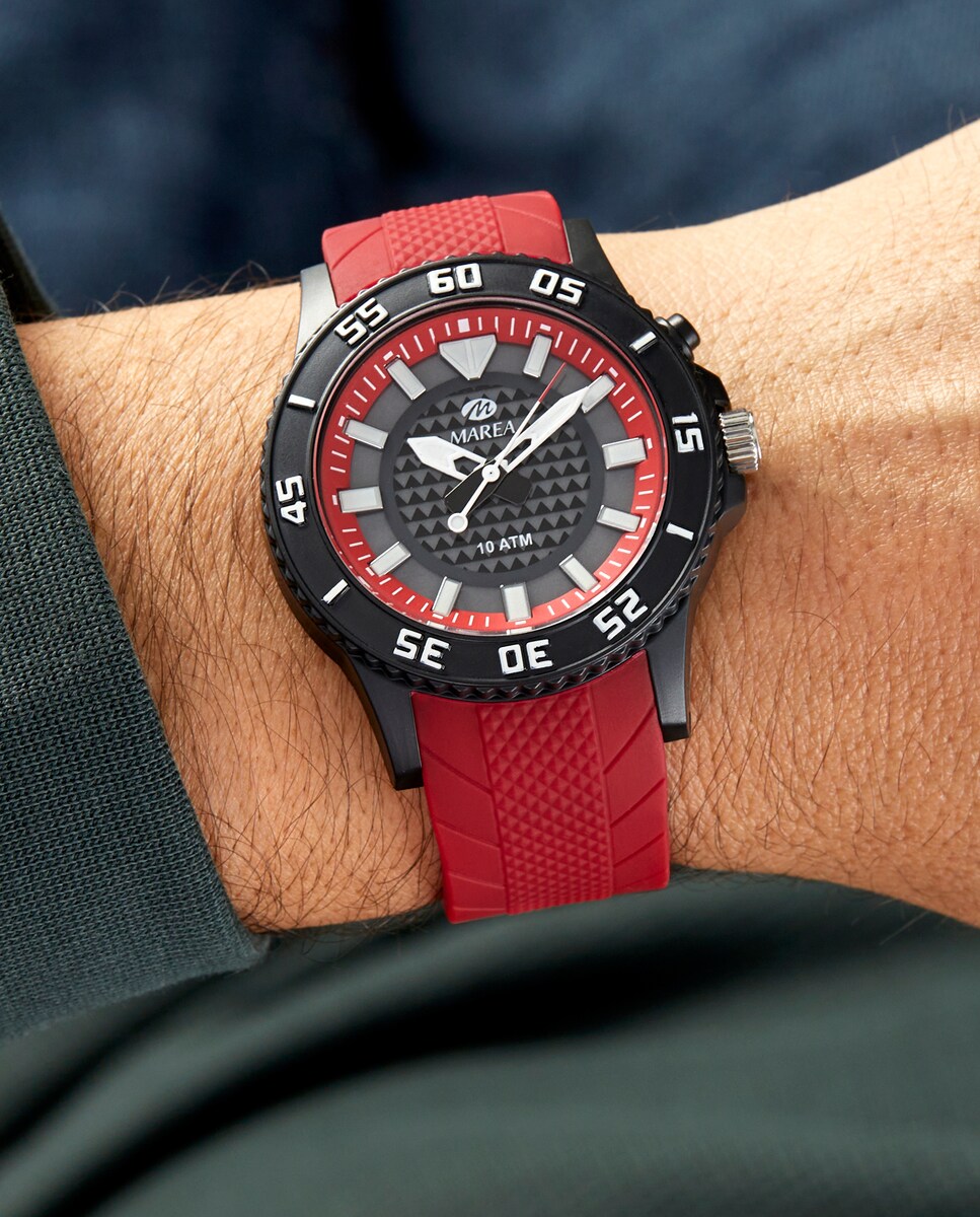 Reloj de hombre B35364/4 correa de caucho color rojo Rojo-2