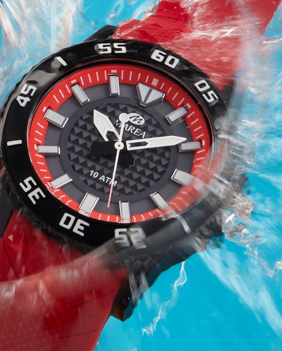 Reloj de hombre B35364/4 correa de caucho color rojo Rojo-3