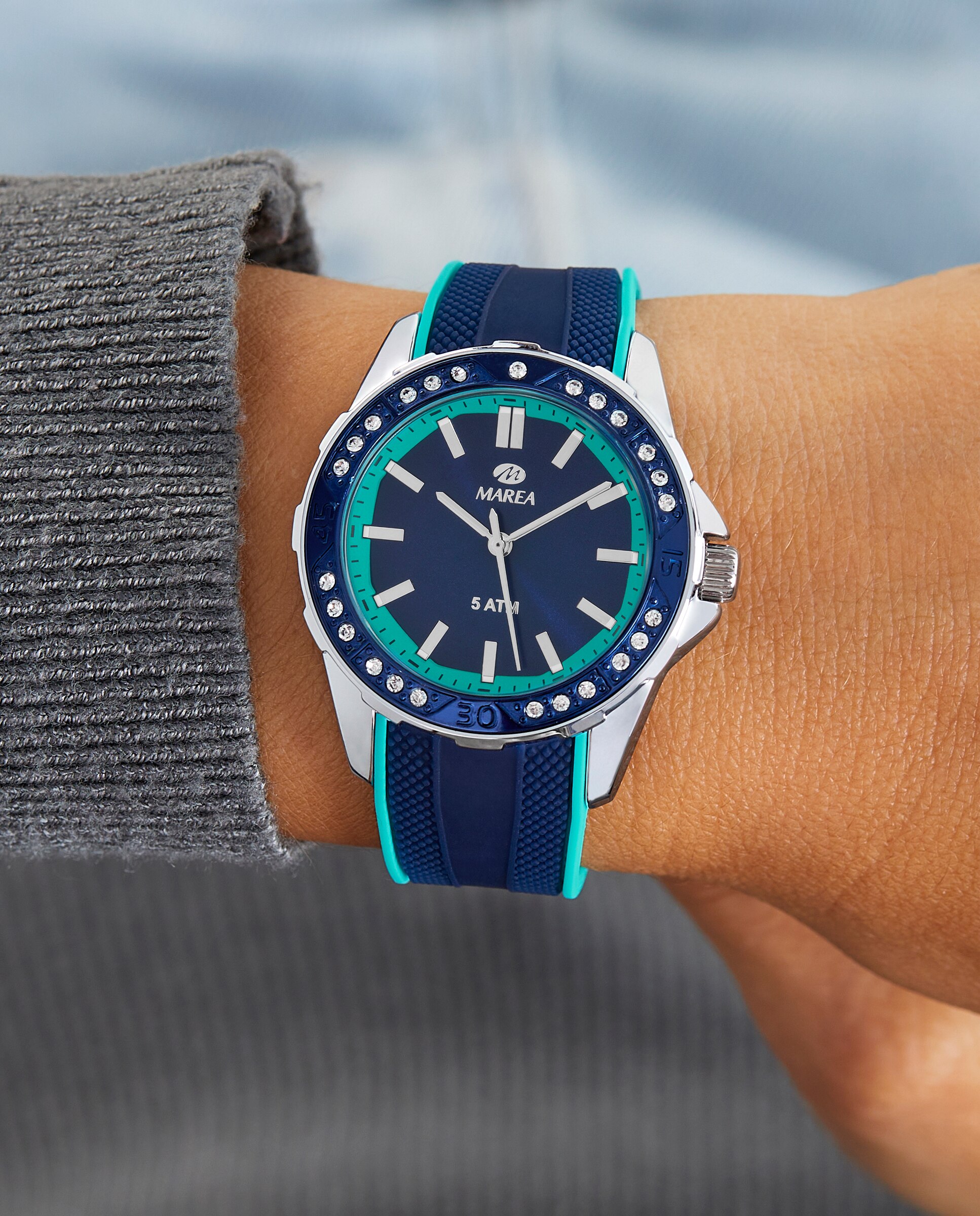 Reloj analógico de mujer b35365 4 de caucho azul y turquesa Azul océano / Turquesa Marea Azul océano / Turquesa-2