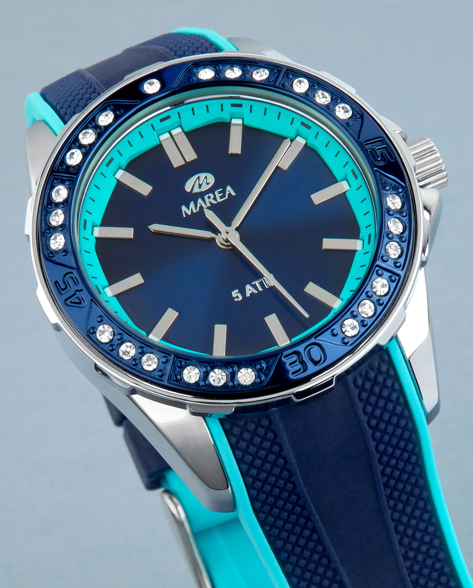 Reloj analógico de mujer b35365 4 de caucho azul y turquesa Azul océano / Turquesa Marea Azul océano / Turquesa-3