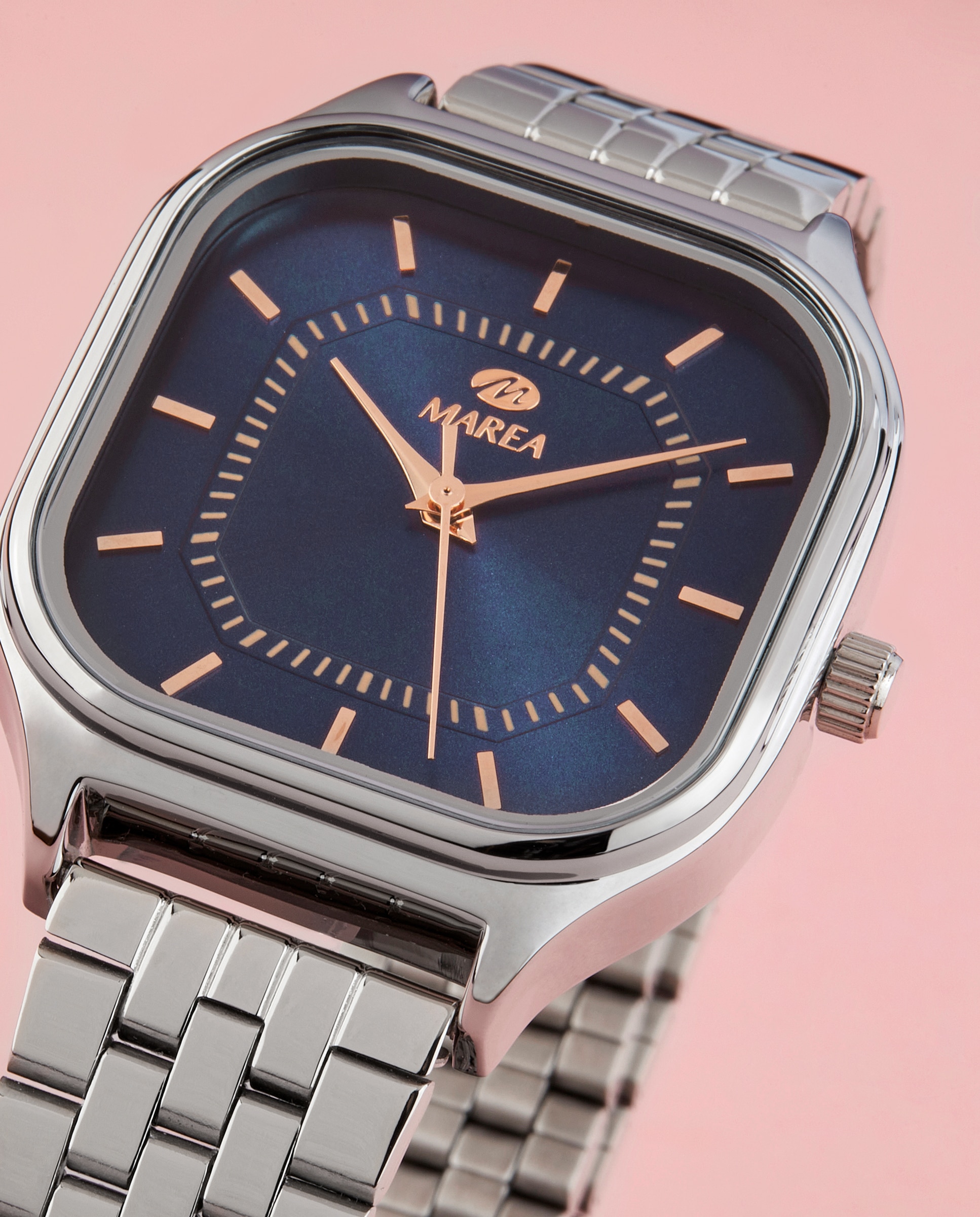 Reloj analógico de mujer b41381 4 correa de acero y esfera azul marino - Marea - Plateado Plateado-3
