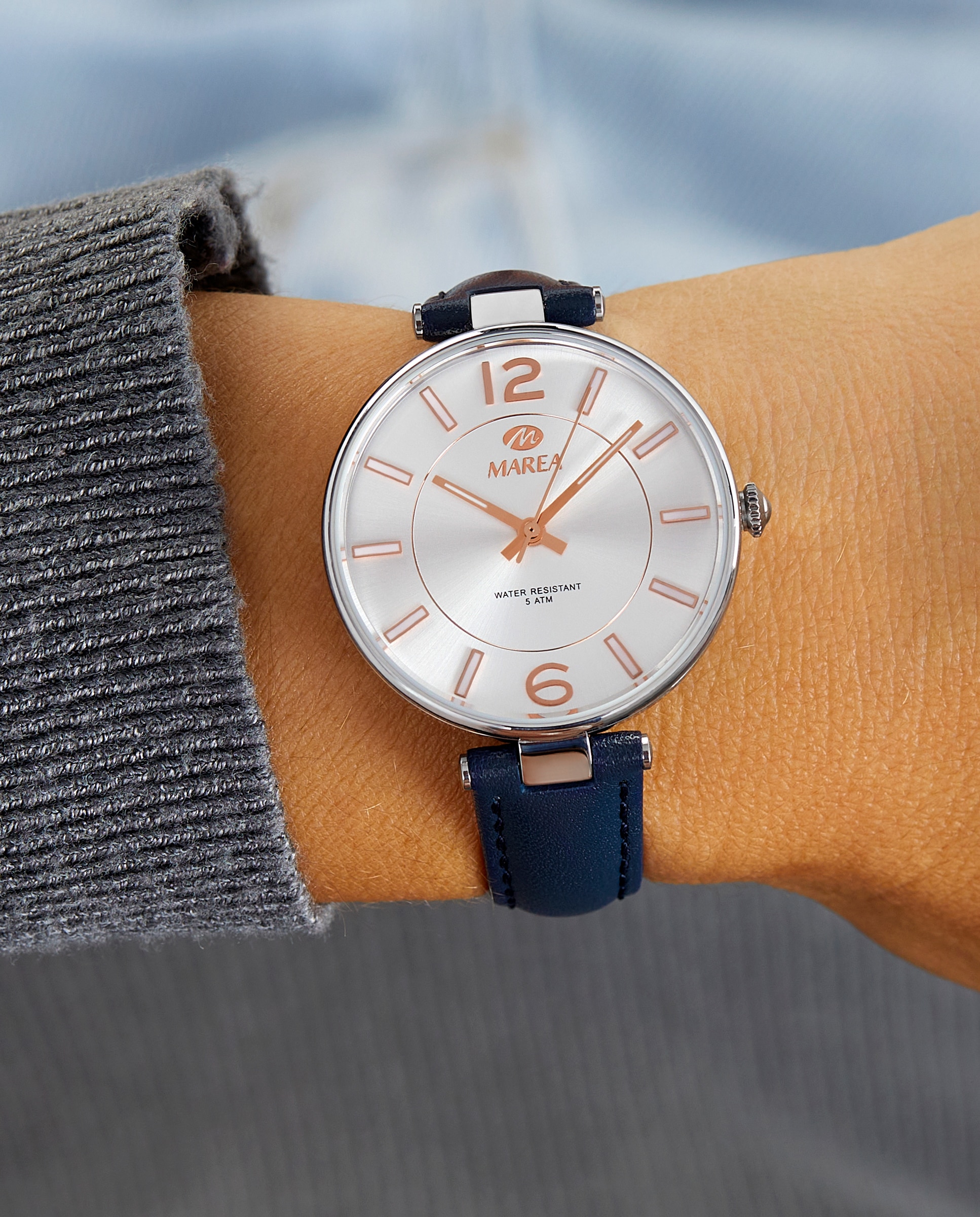 Reloj analógico de mujer b54269 3 de acero y correa de piel azul - Marea - Azul marino Azul marino-2