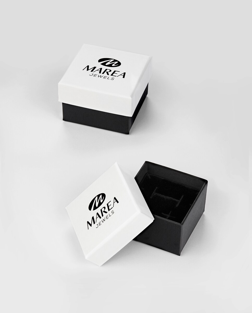 Pendientes aro C03001/AG de acero Esmalte azul con circonita colgante Plata-4