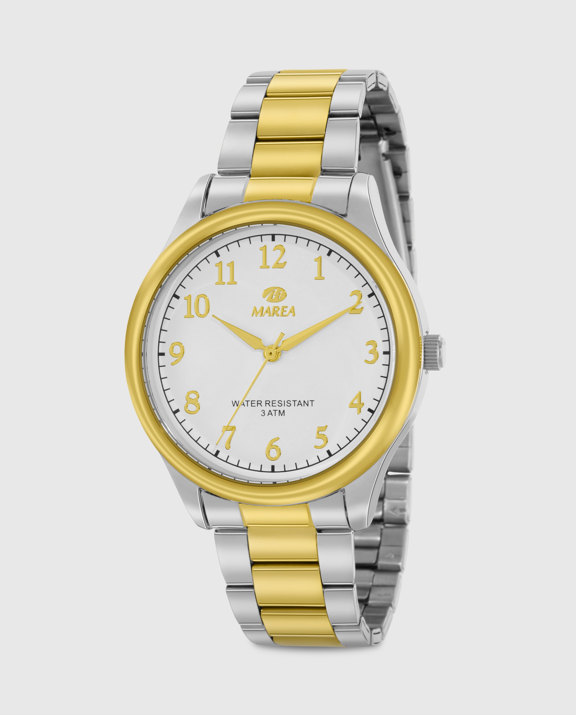 Imagen 0 de Reloj analógico de hombre b41389 2 correa de acero bicolor y esfera blanca Dorado