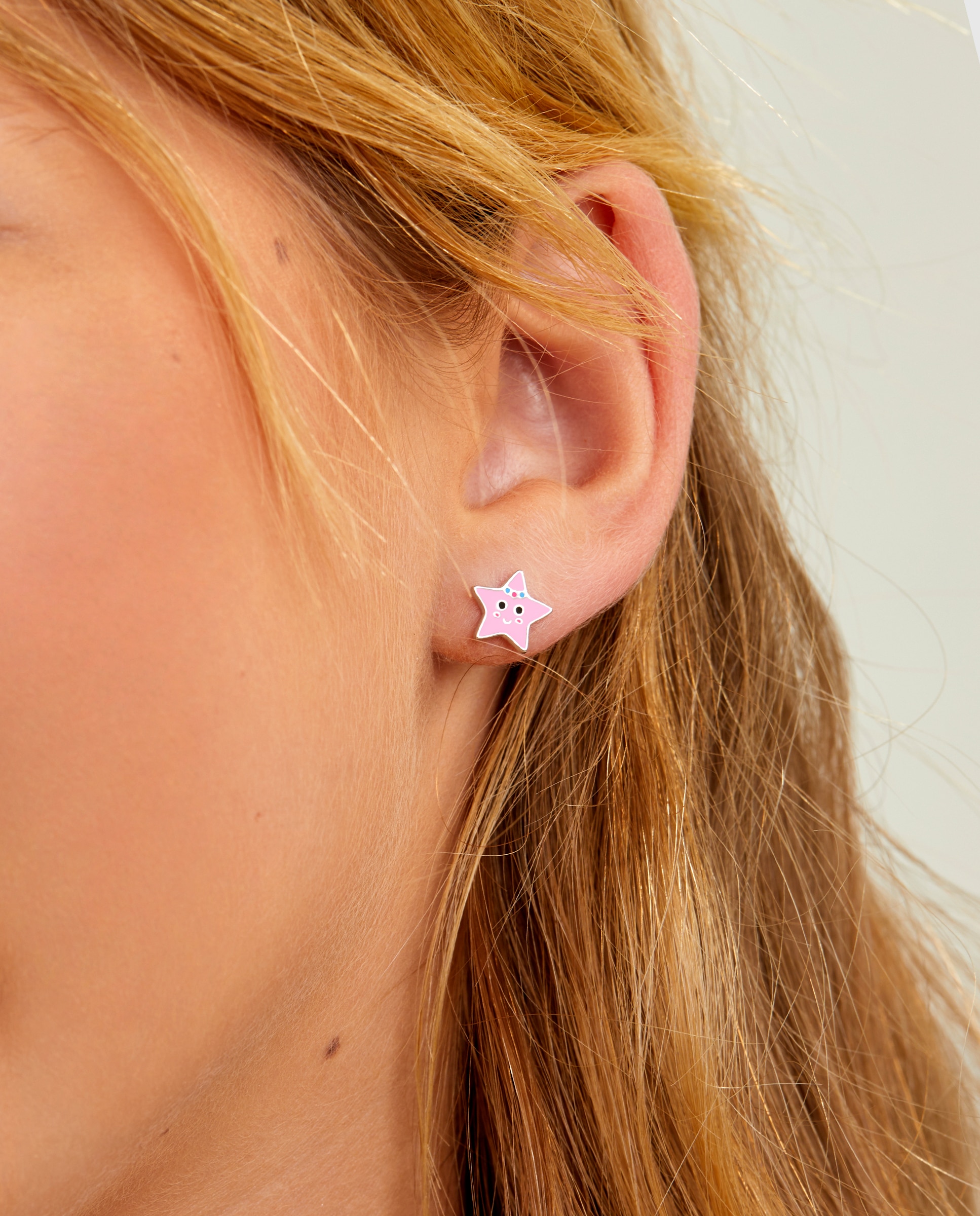 Pendientes de botón de niña d03601/bo de plata rodiada - Marea - Rosa claro Rosa claro-3