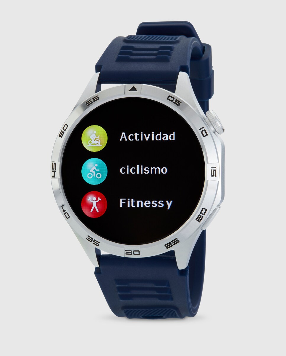 Reloj de hombre smartwatch B58013/3 con correa de acero y silicona azul y  plateado