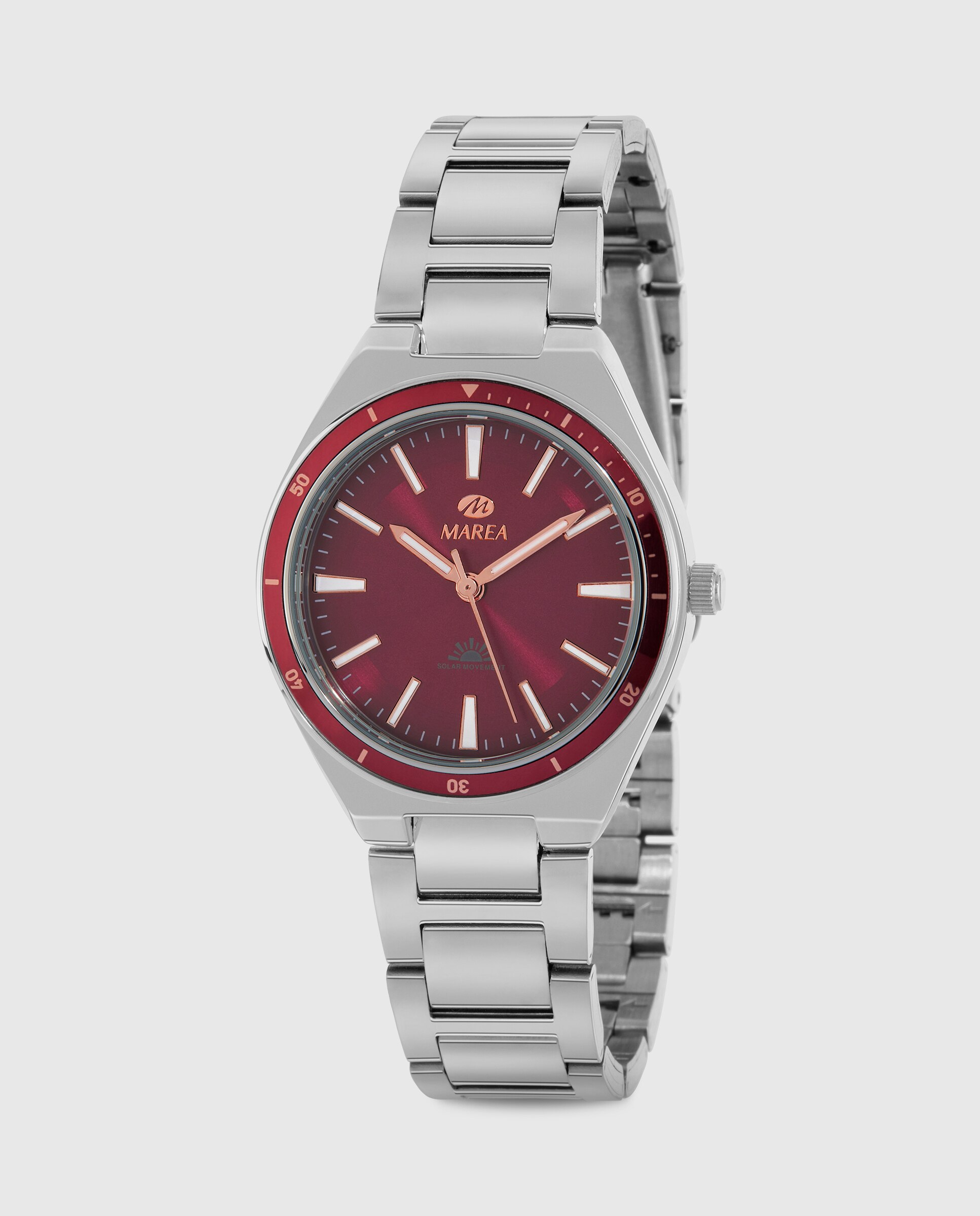 Reloj analógico de mujer b41383 3 solar con correa de acero y esfera - Marea - Burdeos Burdeos-1
