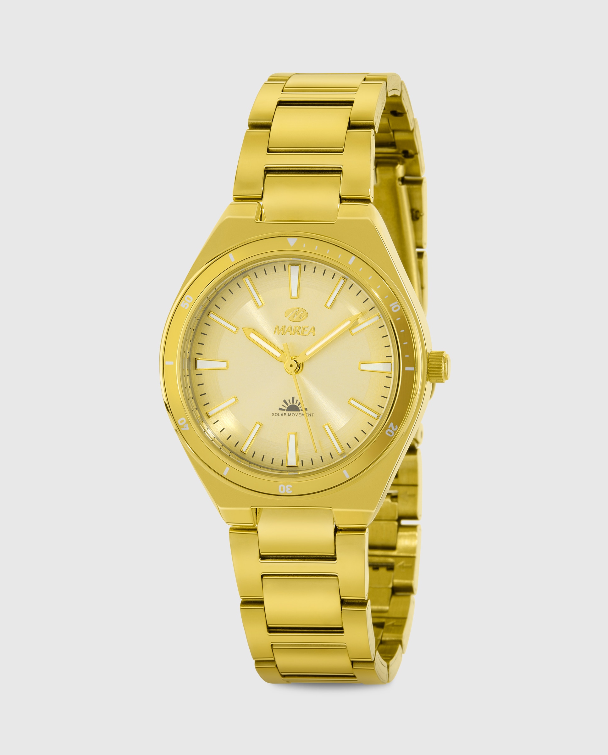 Reloj analógico de mujer b41383 5 solar con correa de acero chapado y esfera dorada - Marea - Dorado Dorado-1