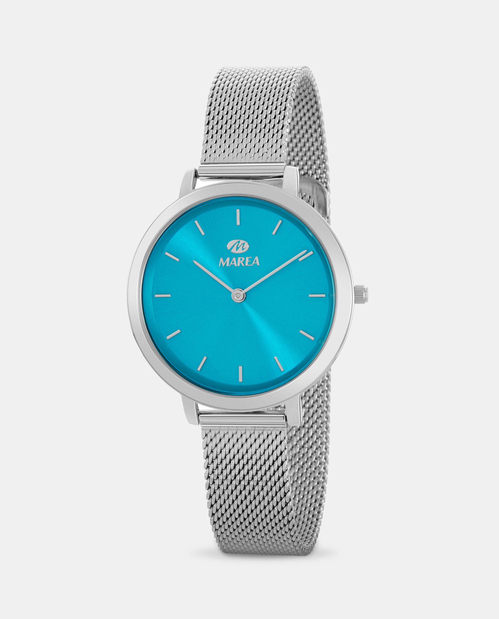 Reloj analógico de mujer b41398 4 correa esterilla de acero y esfera color azul con índices y agujas en color plata - Marea - Azul Azul-1