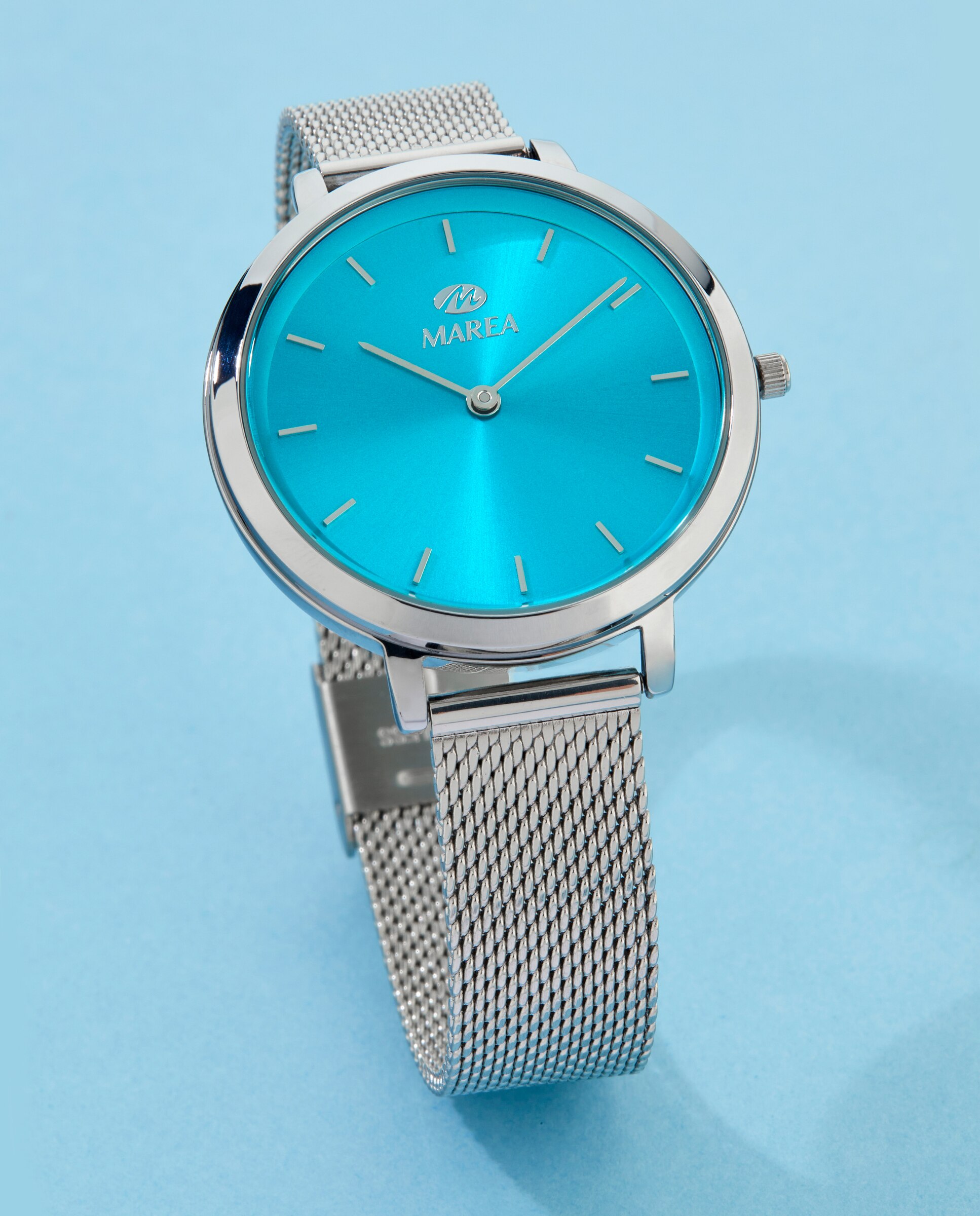 Reloj analógico de mujer b41398 4 correa esterilla de acero y esfera color azul con índices y agujas en color plata - Marea - Azul Azul-3