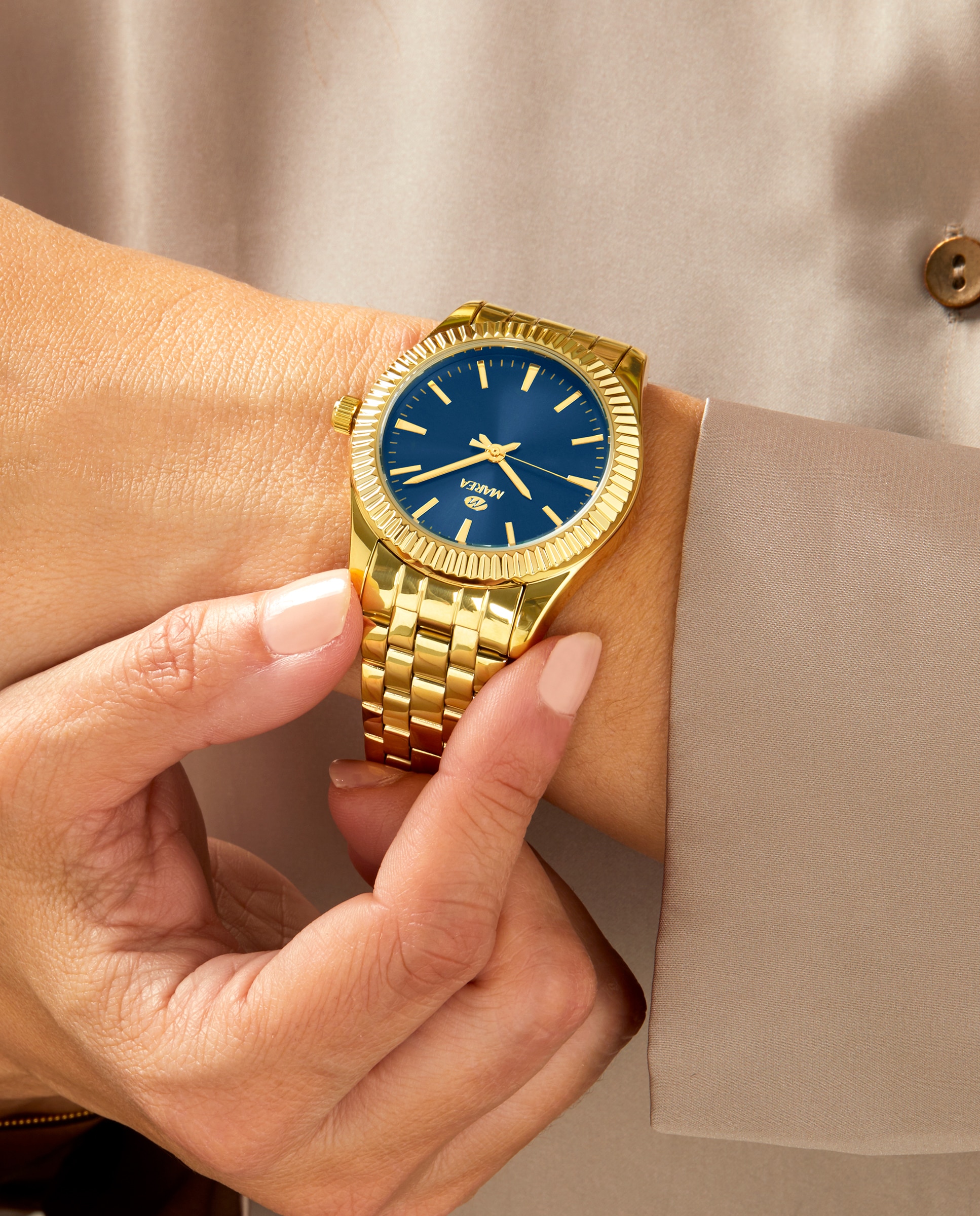 Reloj de mujer b21197/8 correa de acero dorado y esfera azul - Marea - Dorado Dorado-2