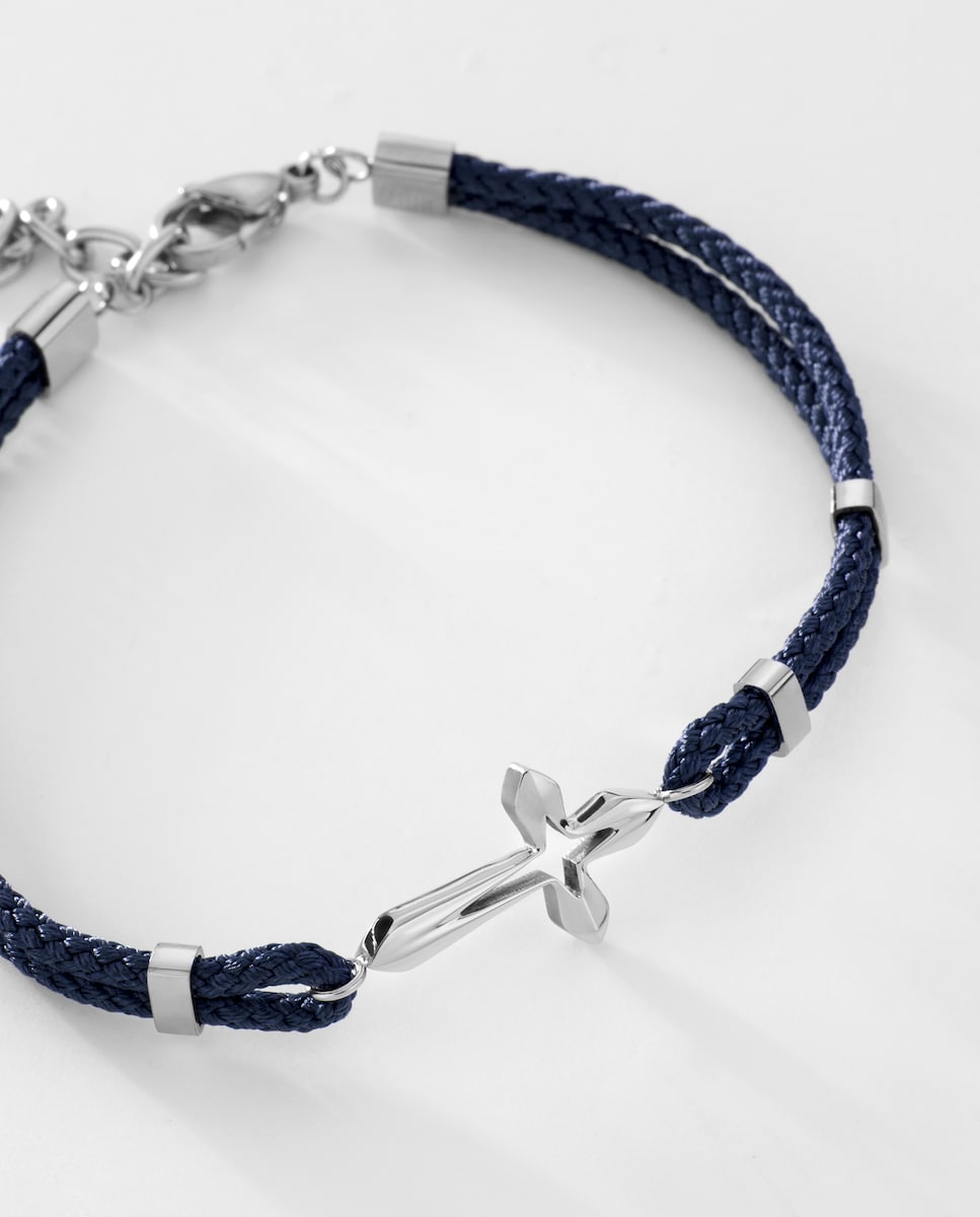 Pulsera de hombre C00103/444 de hilo de algodón azul Azul-3