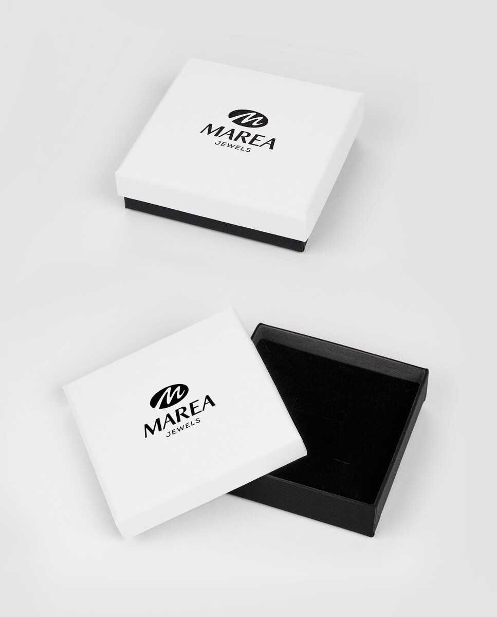 Collar de hombre C00107/115 de acero con placa frontal negra con dibujo y placa trasera brillante Plata-4