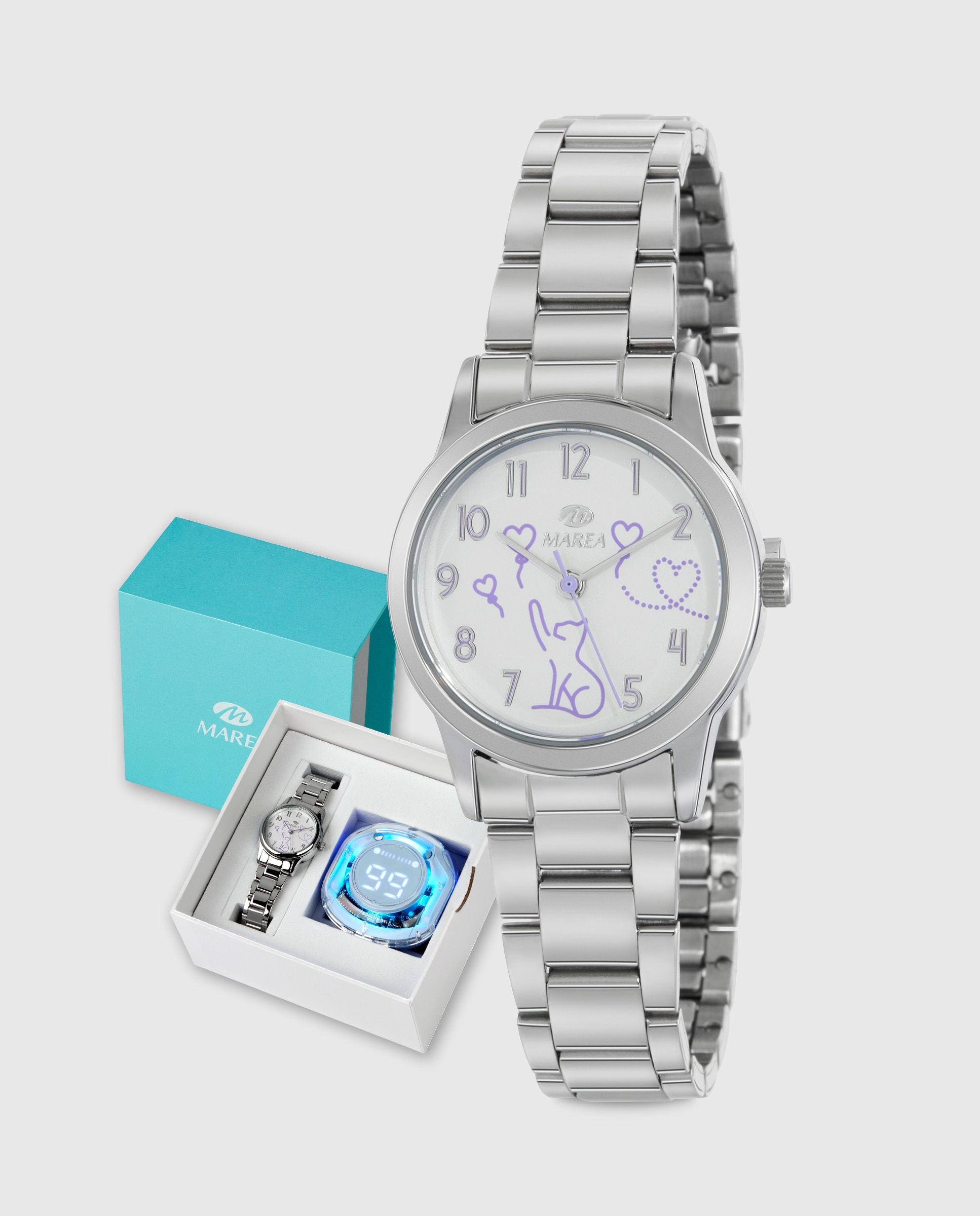 Imagen 0 de Reloj infantil b41401/2 correa de acero y auriculares Plateado