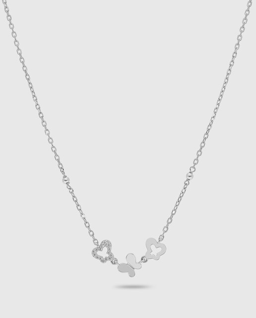 Imagen 0 de Collar de niña D03307/AZ de plata rodiada motivo mariposas con circonita en bisel