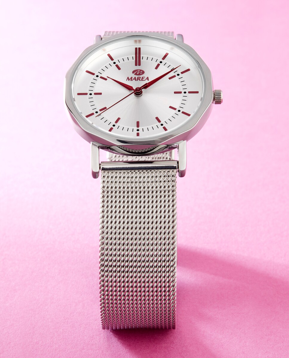 Reloj de mujer B41404/1 correa milanesa color plata y esfera