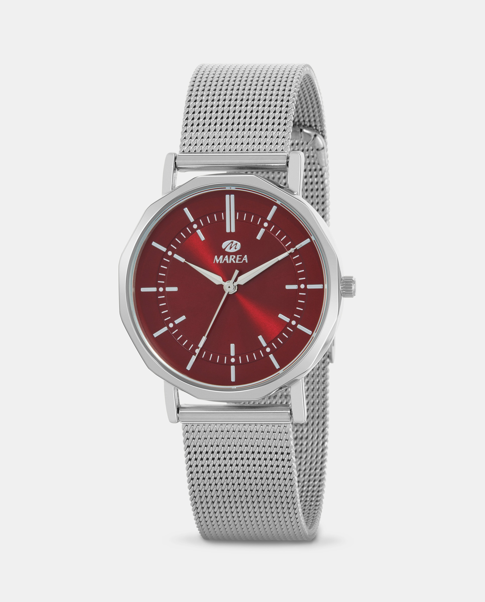 Reloj analógico de mujer b41404 2 correa milanesa color plata y esfera color burdeos - Marea - Plateado Plateado-1