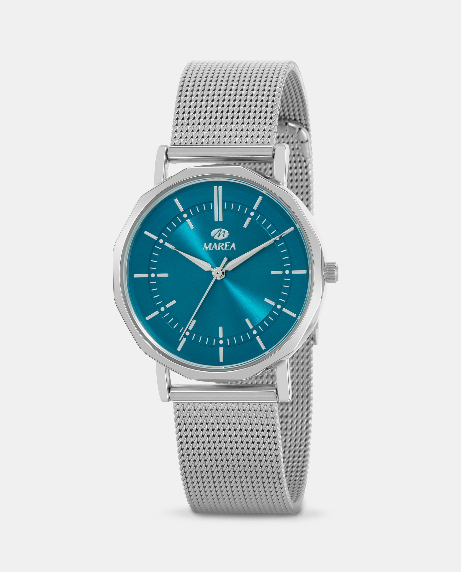 Reloj analógico de mujer b41404 3 correa milanesa color plata y esfera color turquesa - Marea - Plateado Plateado-1
