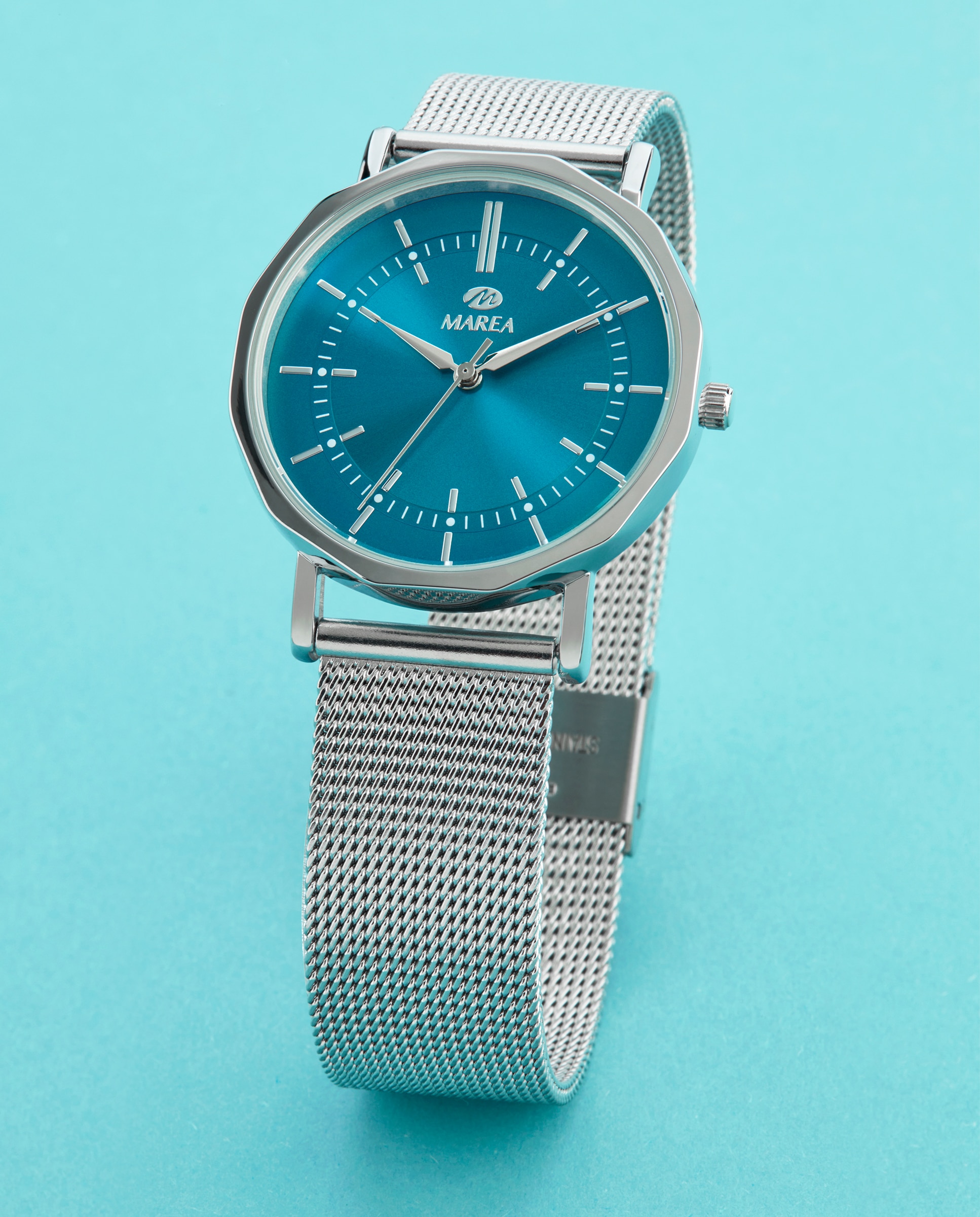 Reloj analógico de mujer b41404 3 correa milanesa color plata y esfera color turquesa - Marea - Plateado Plateado-3