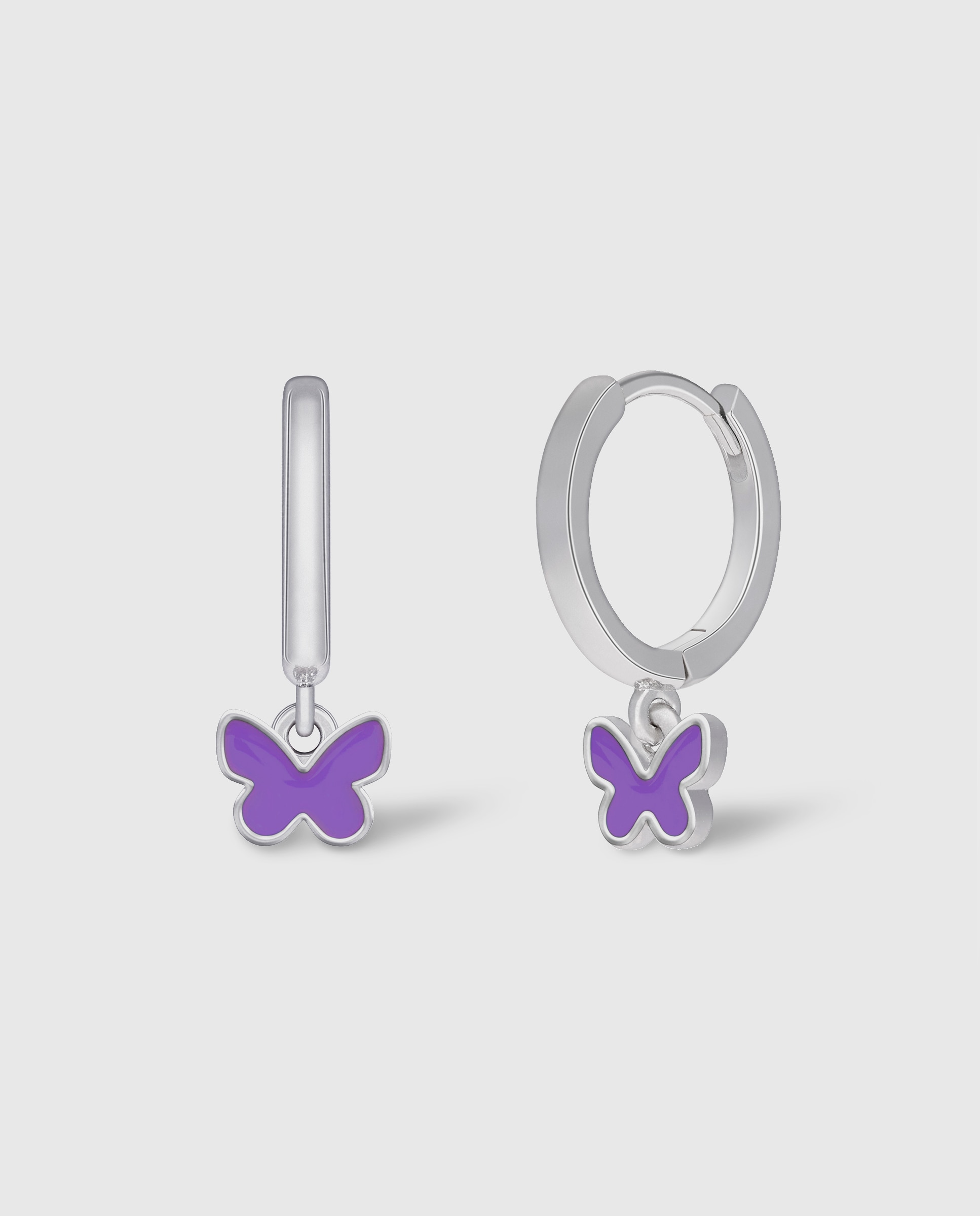 Imagen 0 de Pendientes de aro de niña d02401/cc de plata rodiada Blanco/Morado