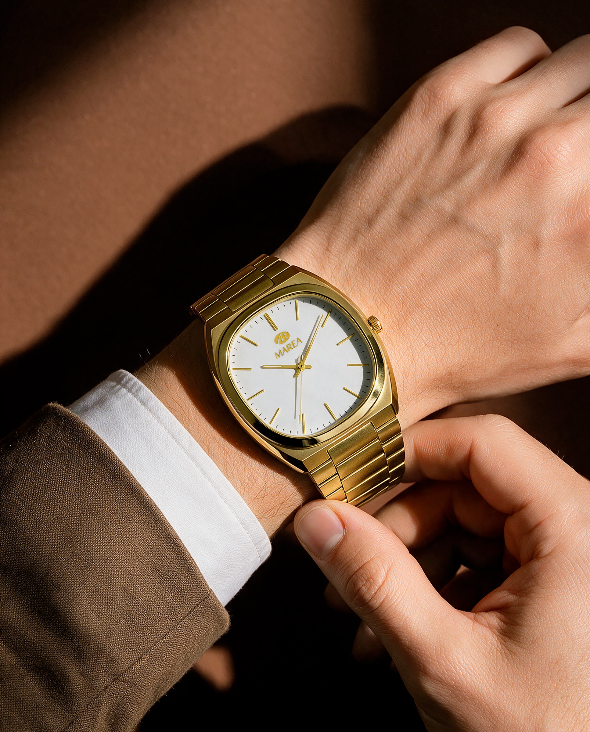 Imagen 3 de Reloj de hombre b54287/4 con correa de acero chapado y esfera blanca - Marea - Dorado Dorado