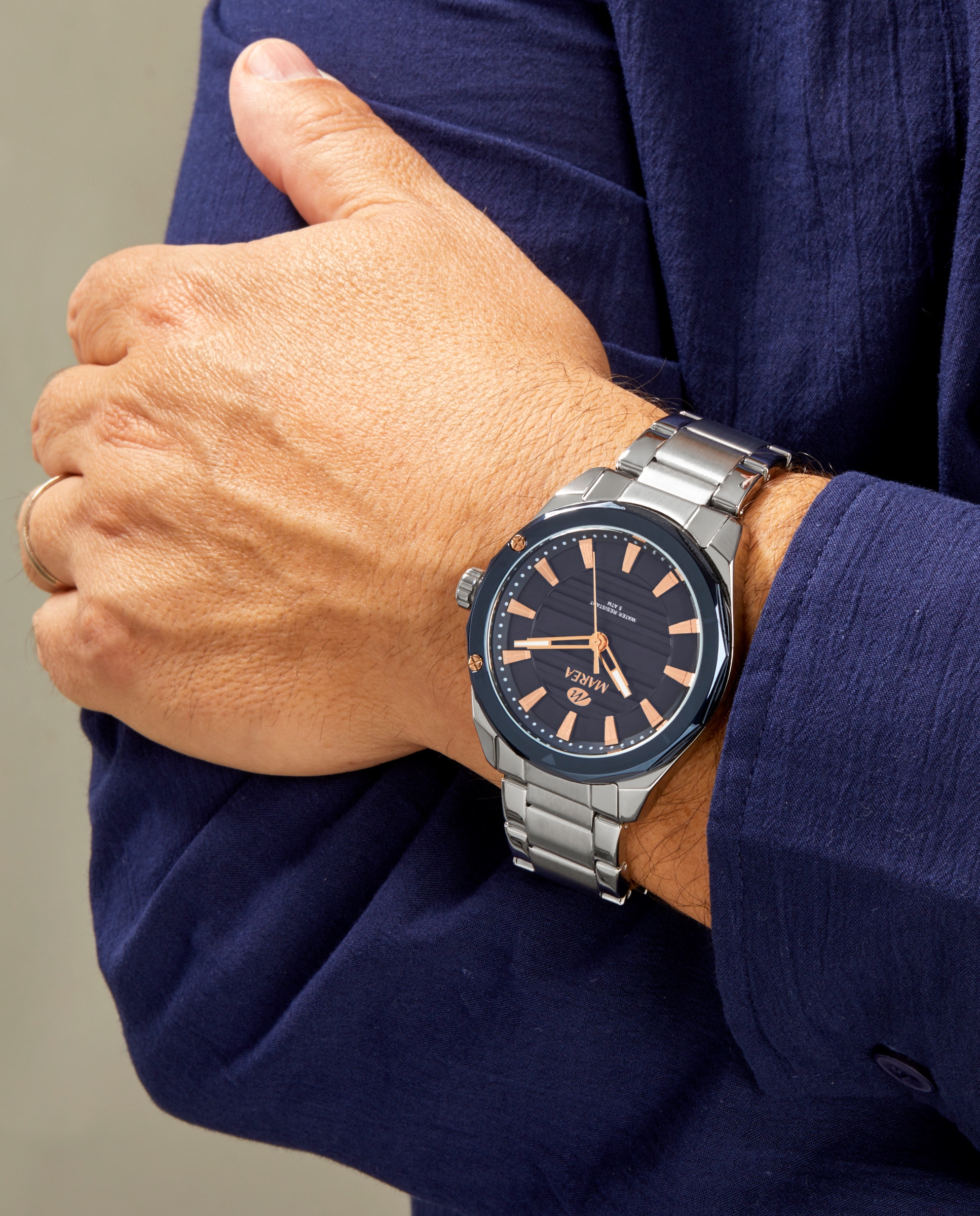 Reloj de hombre b54298/3 correa de acero y esfera y bisel azul oscuro - Marea - Dorado Dorado-2