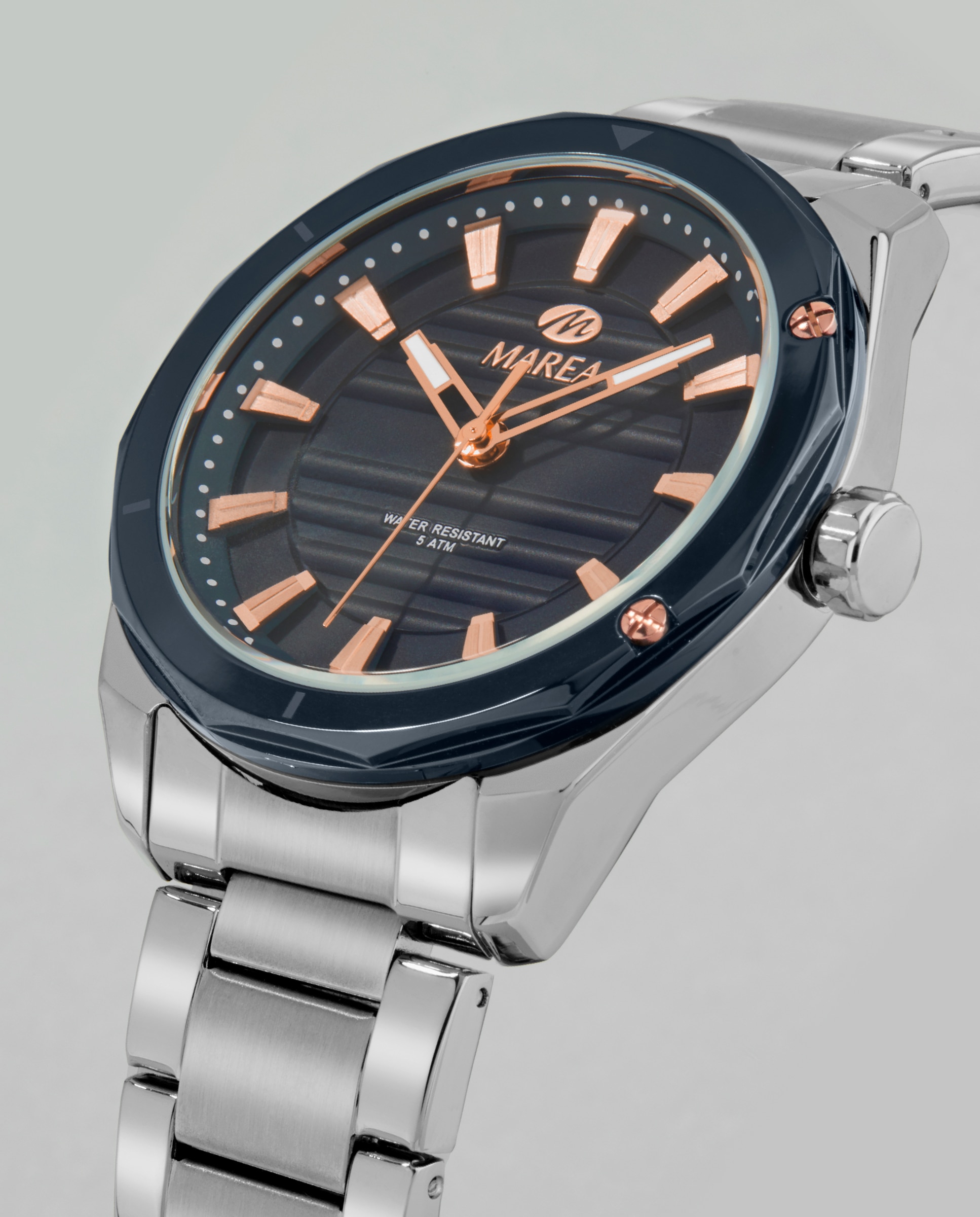Reloj de hombre b54298/3 correa de acero y esfera y bisel azul oscuro - Marea - Dorado Dorado-3