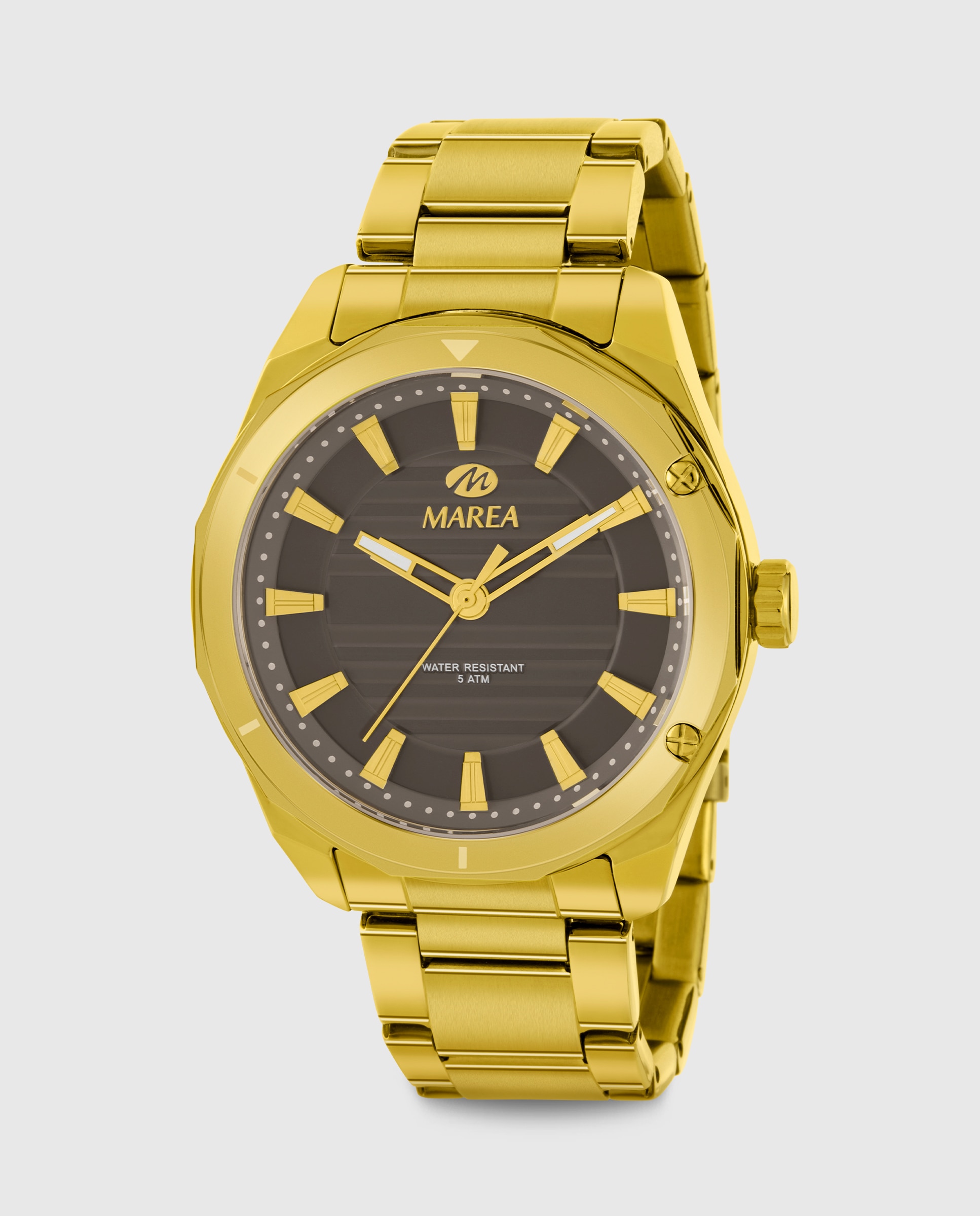 Imagen 0 de Reloj de hombre b54298/4 correa de acero dorado y esfera marrón Dorado