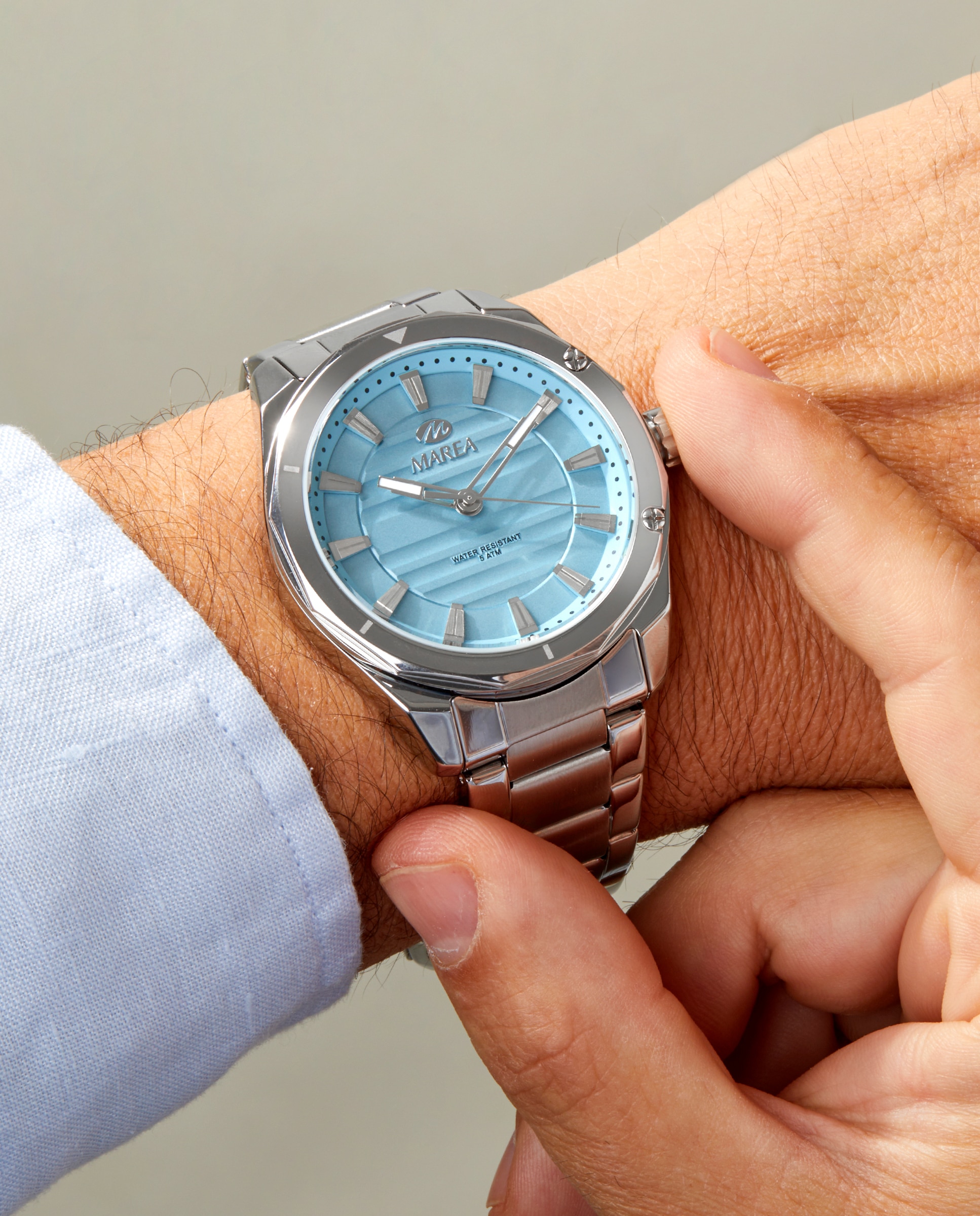 Reloj de hombre b54298/1 correa de acero y esfera azul celeste - Marea - Dorado Dorado-2