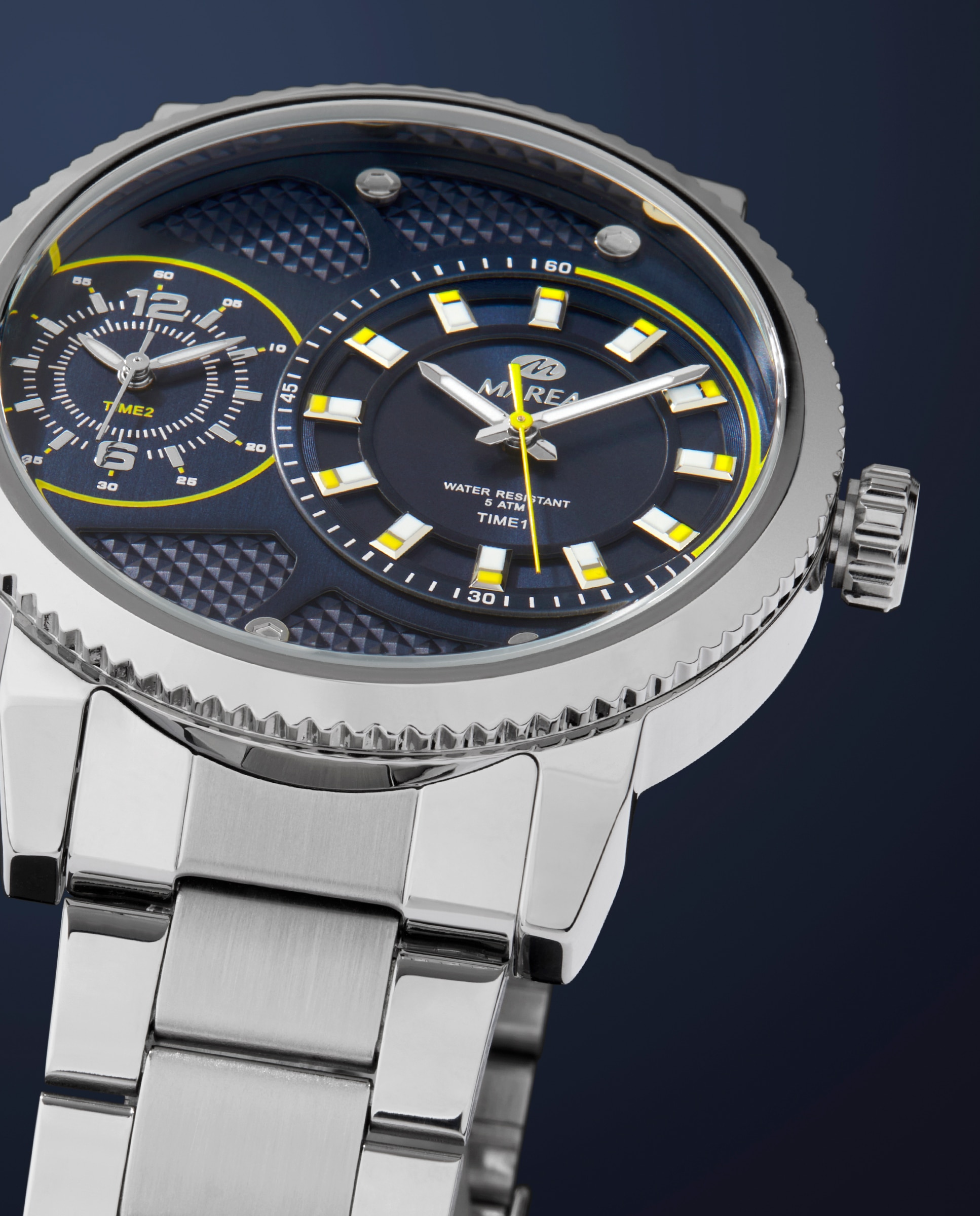 Reloj de hombre b54300/1 correa de acero y esfera azul marino - Marea - Plateado Plateado-3