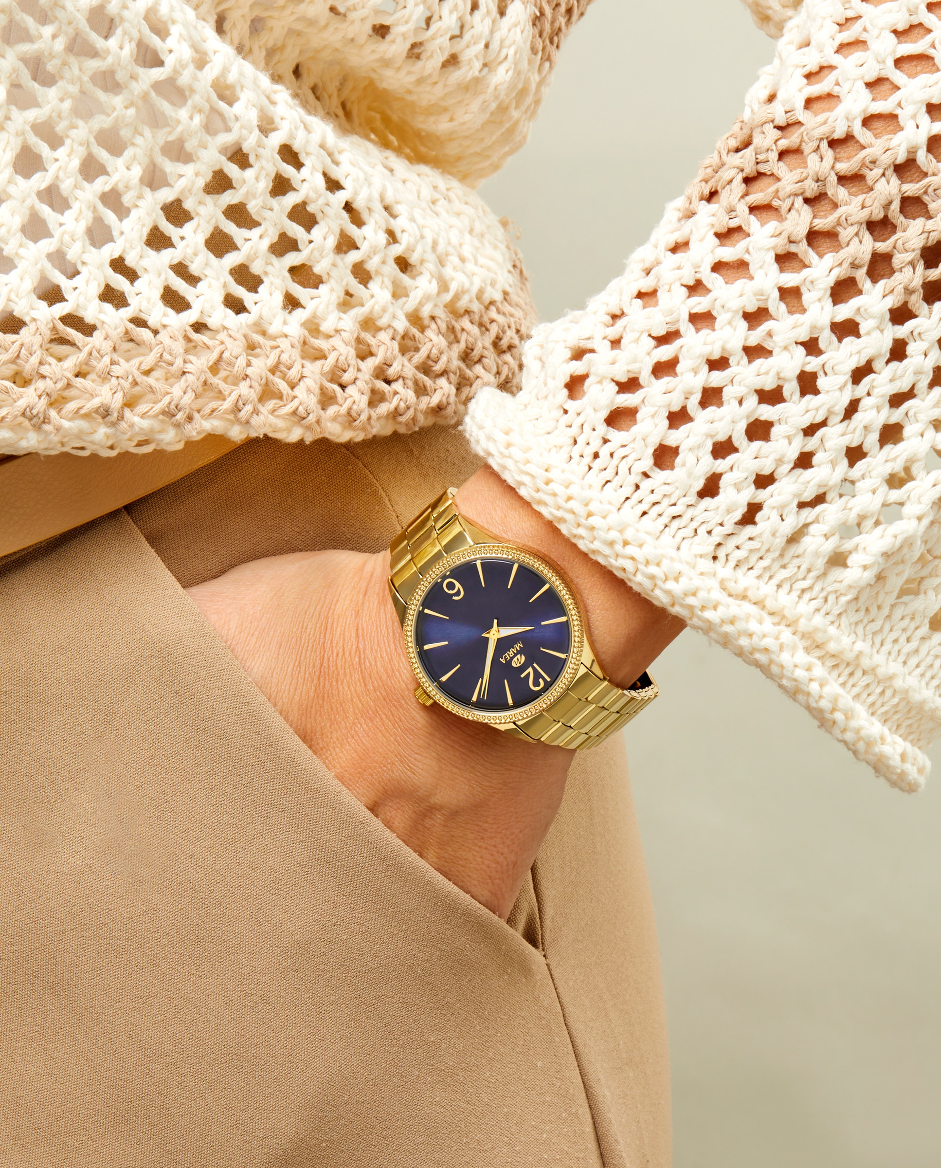 Reloj de mujer b41413/8 correa de acero dorado y esfera azul marino - Marea - Dorado Dorado-2