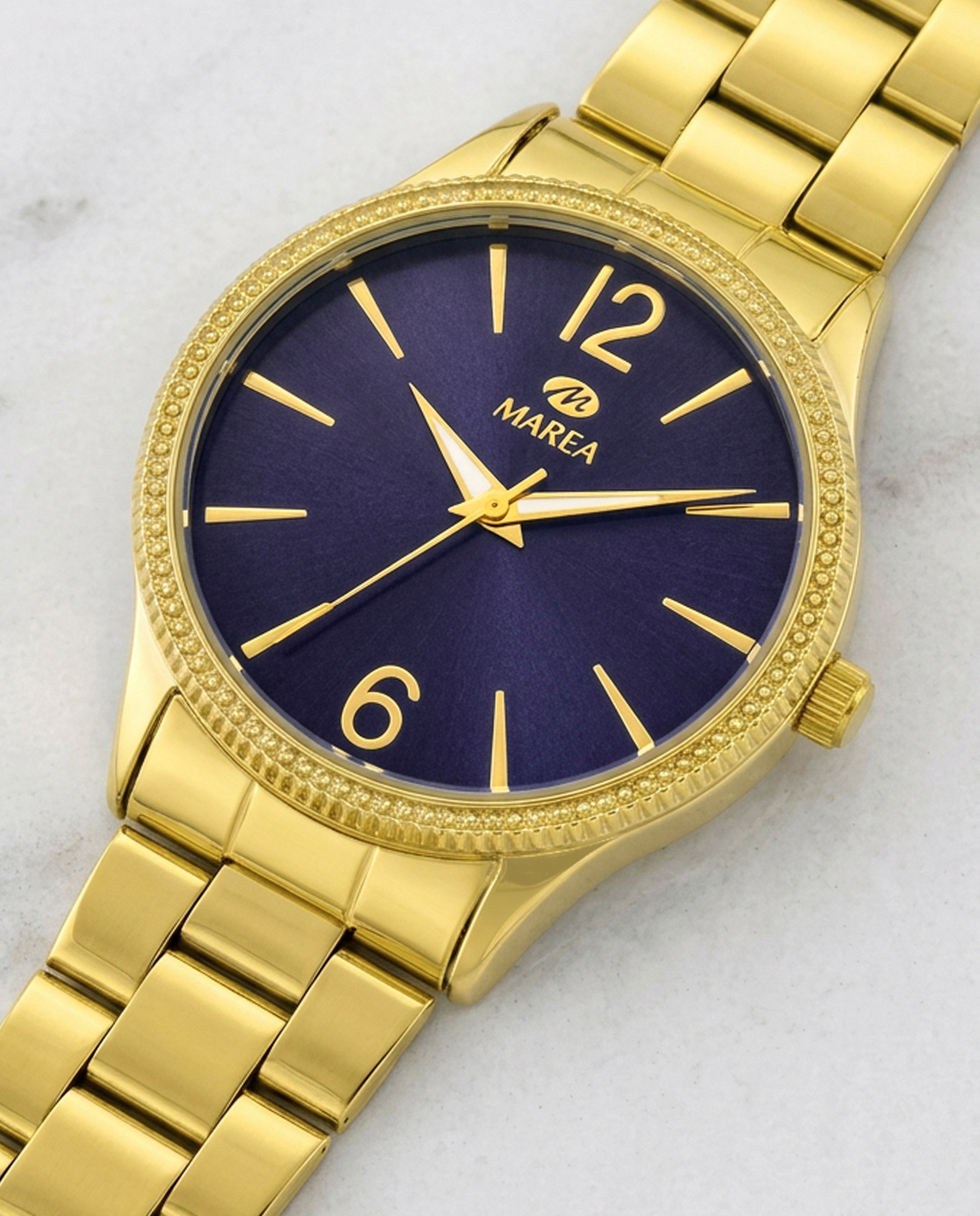 Reloj de mujer b41413/8 correa de acero dorado y esfera azul marino - Marea - Dorado Dorado-3