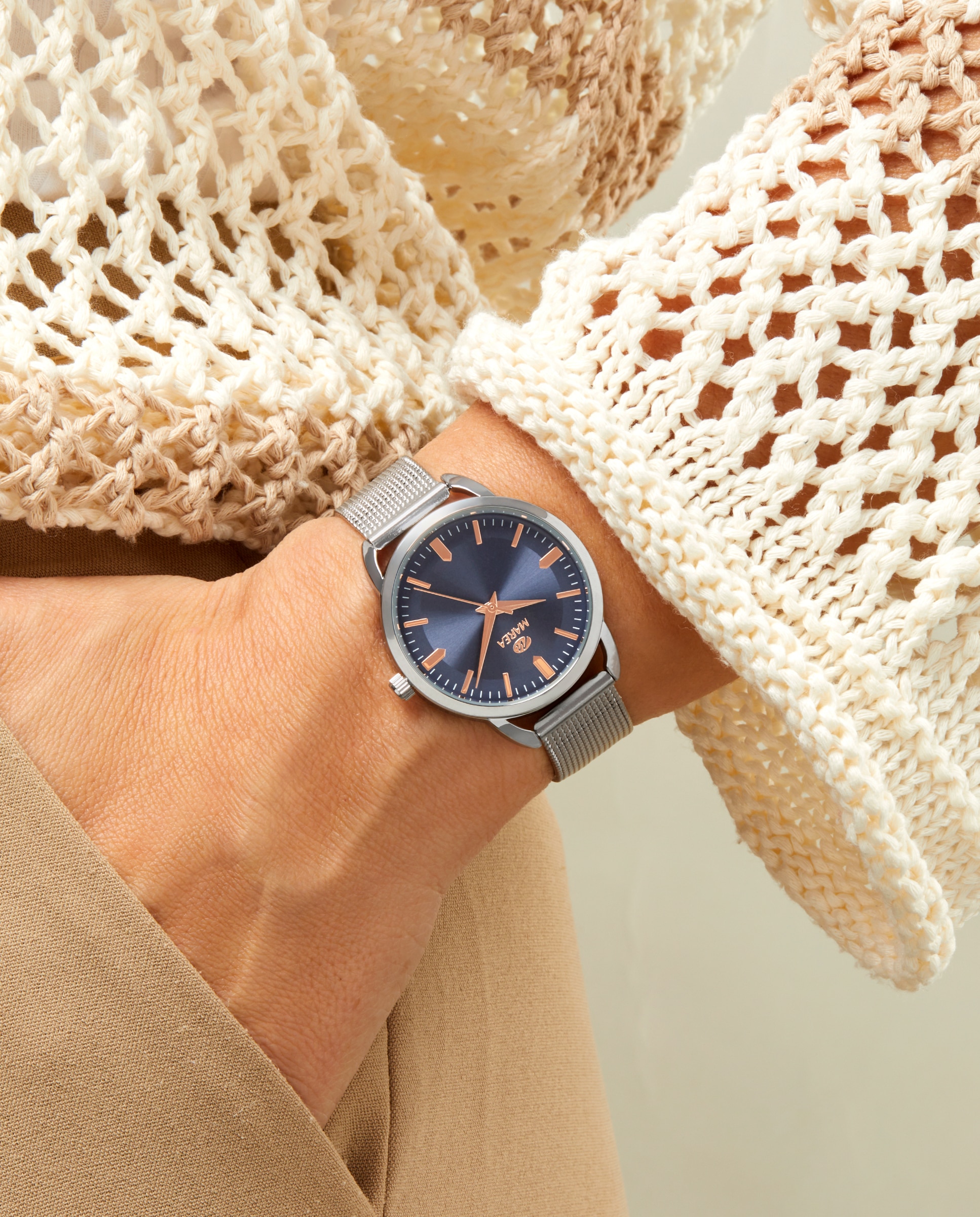 Imagen 2 de Reloj de mujer b41414/3 correa milanesa y esfera azul marino - Marea - Plateado Plateado