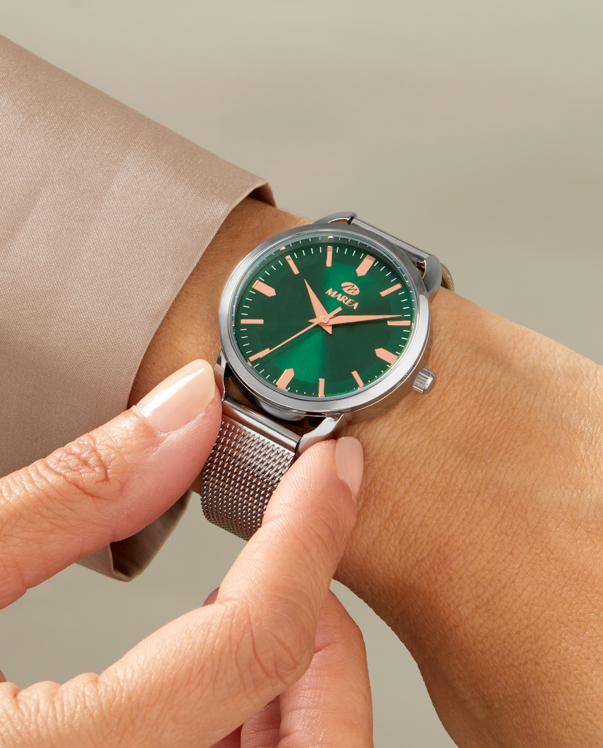 Reloj de mujer b41414/4 correa milanesa y esfera verde - Marea - Plateado Plateado-2
