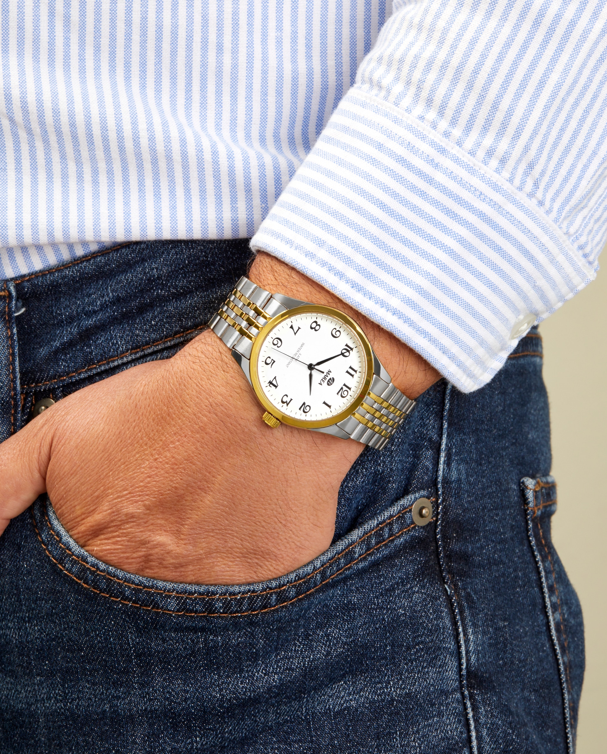 Reloj de hombre b21200/2 correa de acero bicolor y esfera blanca - Marea - Dorado Dorado-2