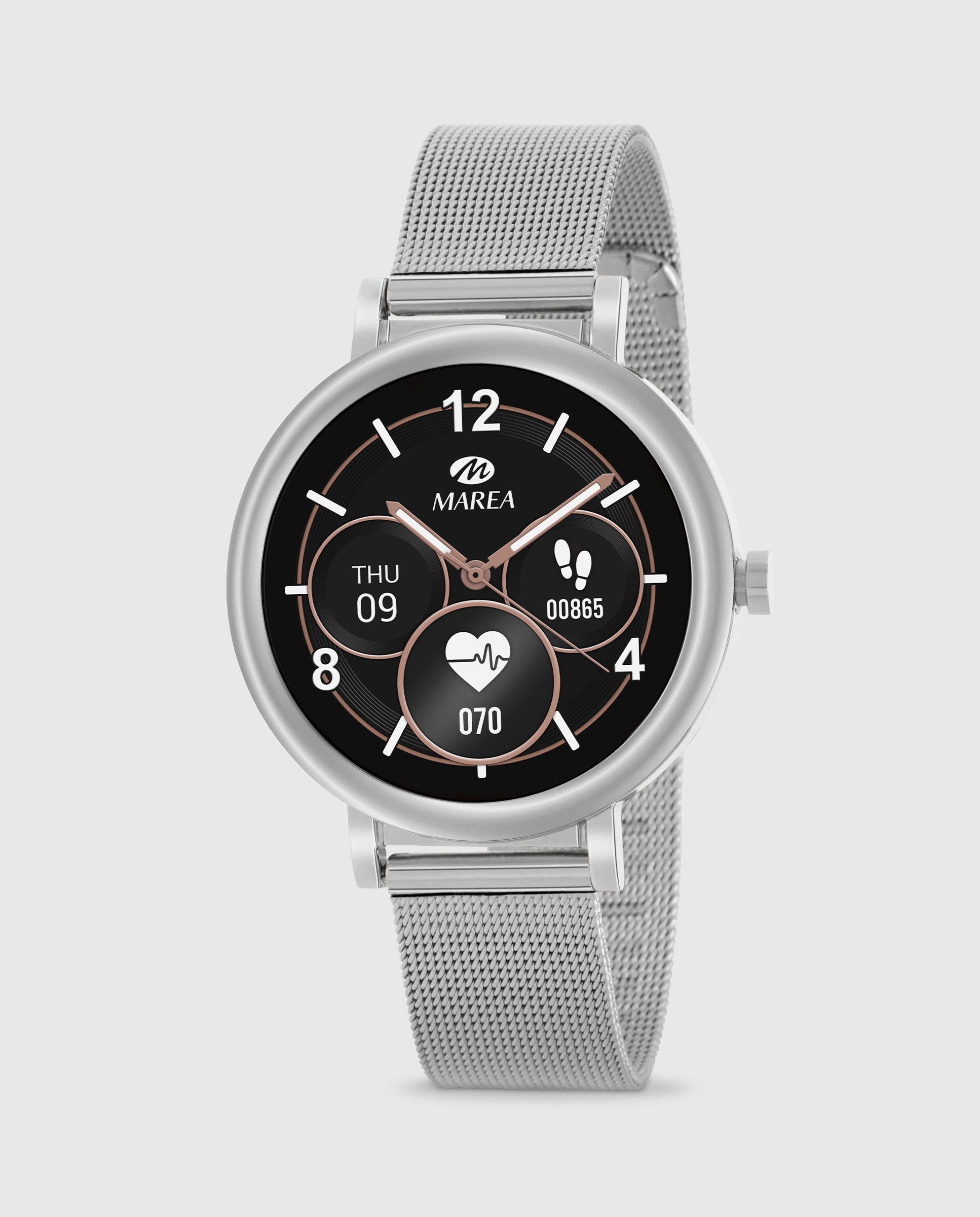 Imagen 0 de Smartwatch b61002/20 con correa de malla milanesa de acero plateado Plateado