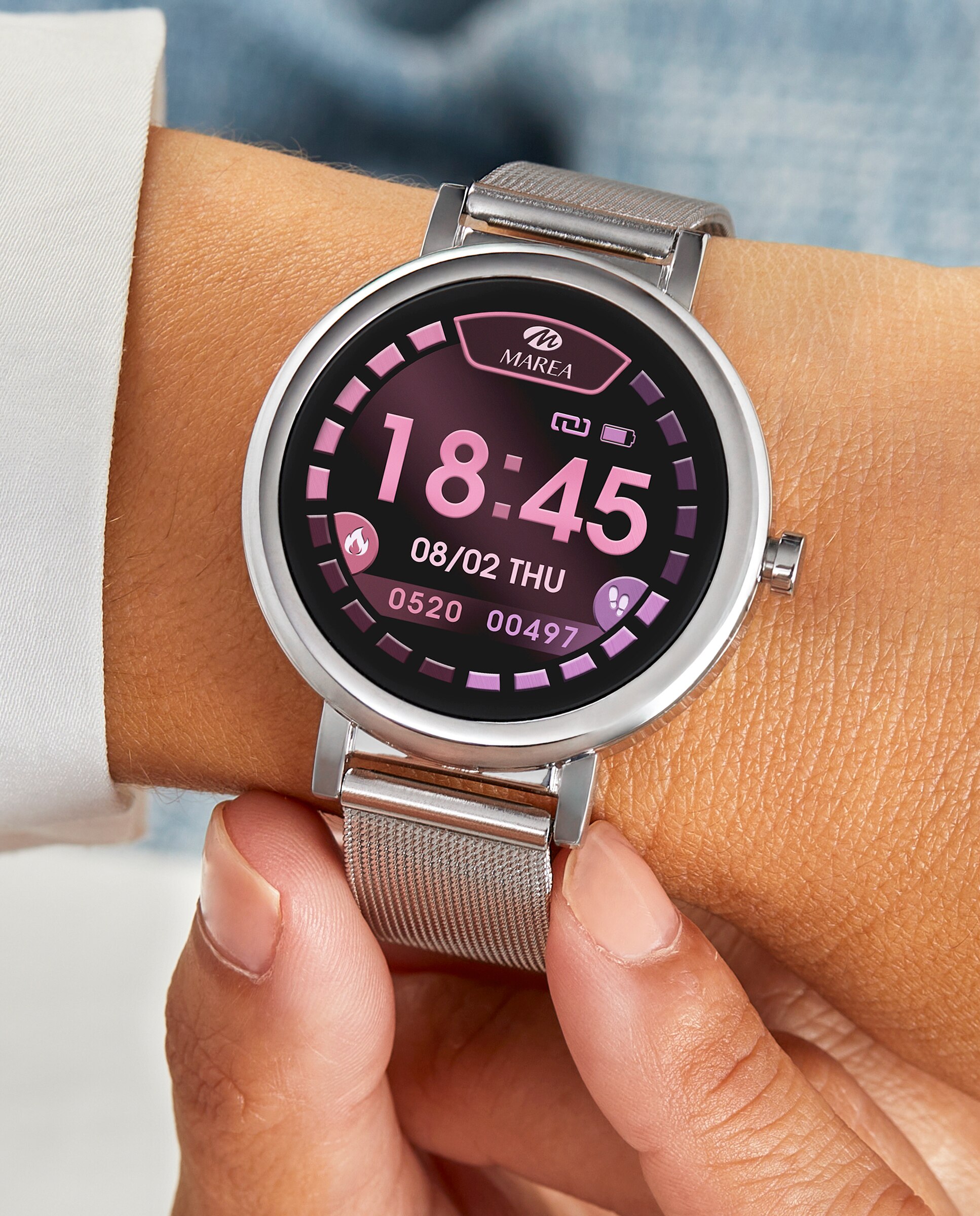 Smartwatch b61002/20 con correa de malla milanesa de acero - Marea - Plateado Plateado-2