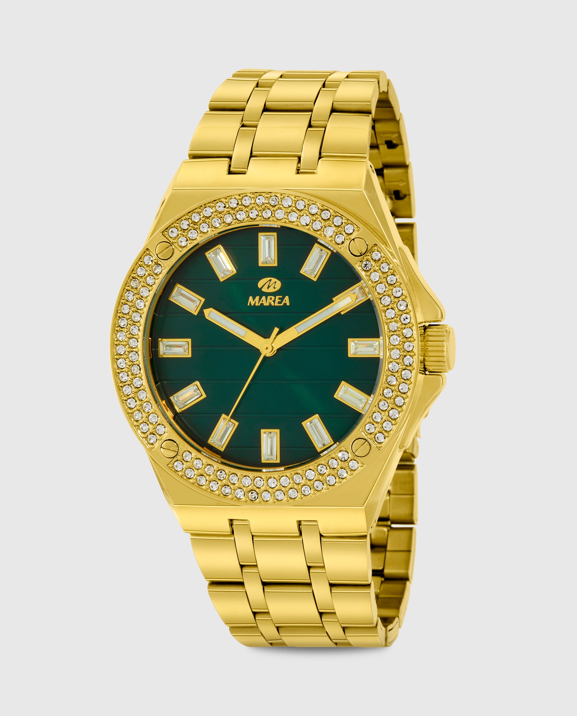 Imagen 0 de Reloj de hombre b41422/5 correa de acero dorado y esfera verde Dorado