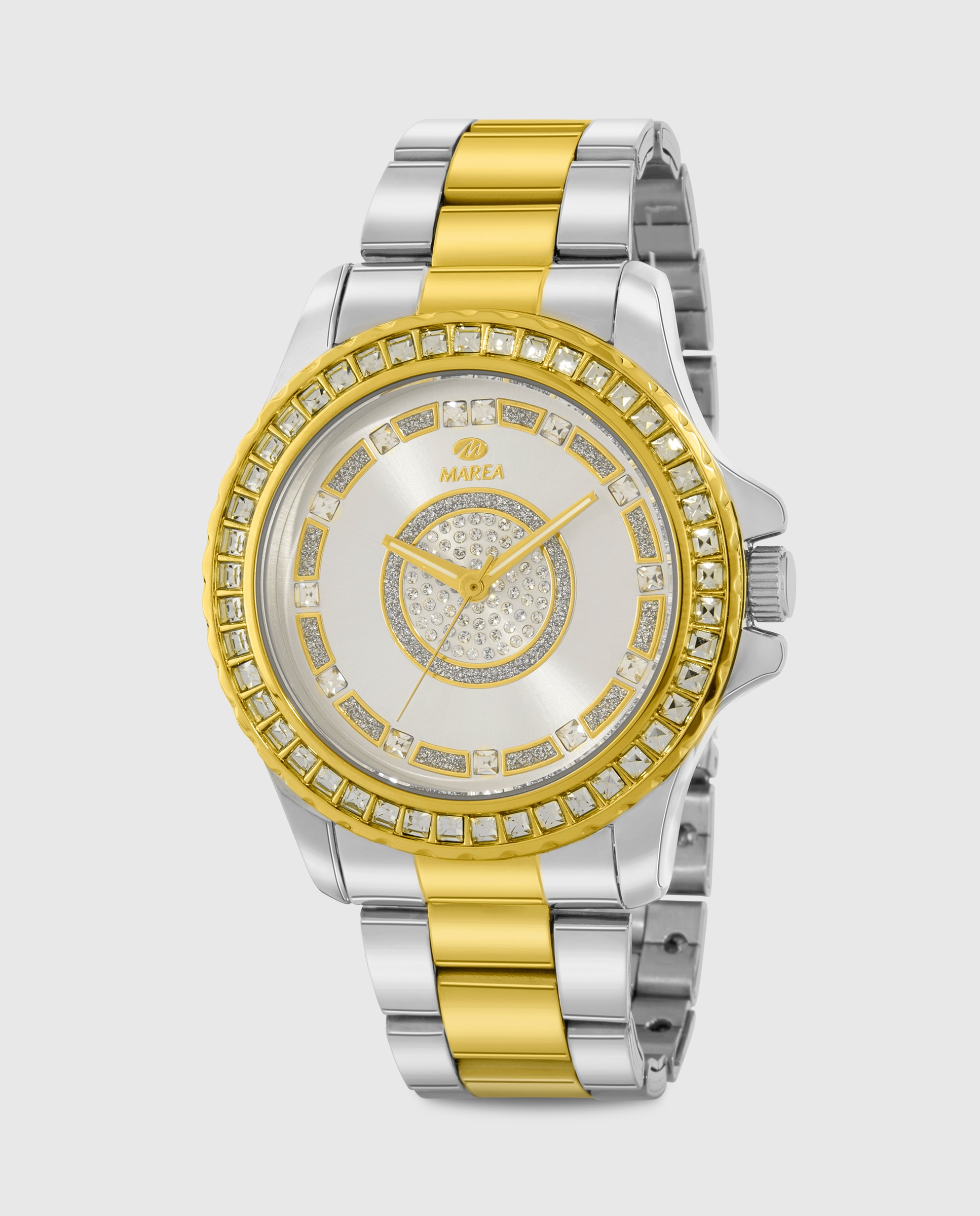 Imagen 0 de Reloj de mujer b41424/3 correa de acero bicolor y esfera plateada Dorado