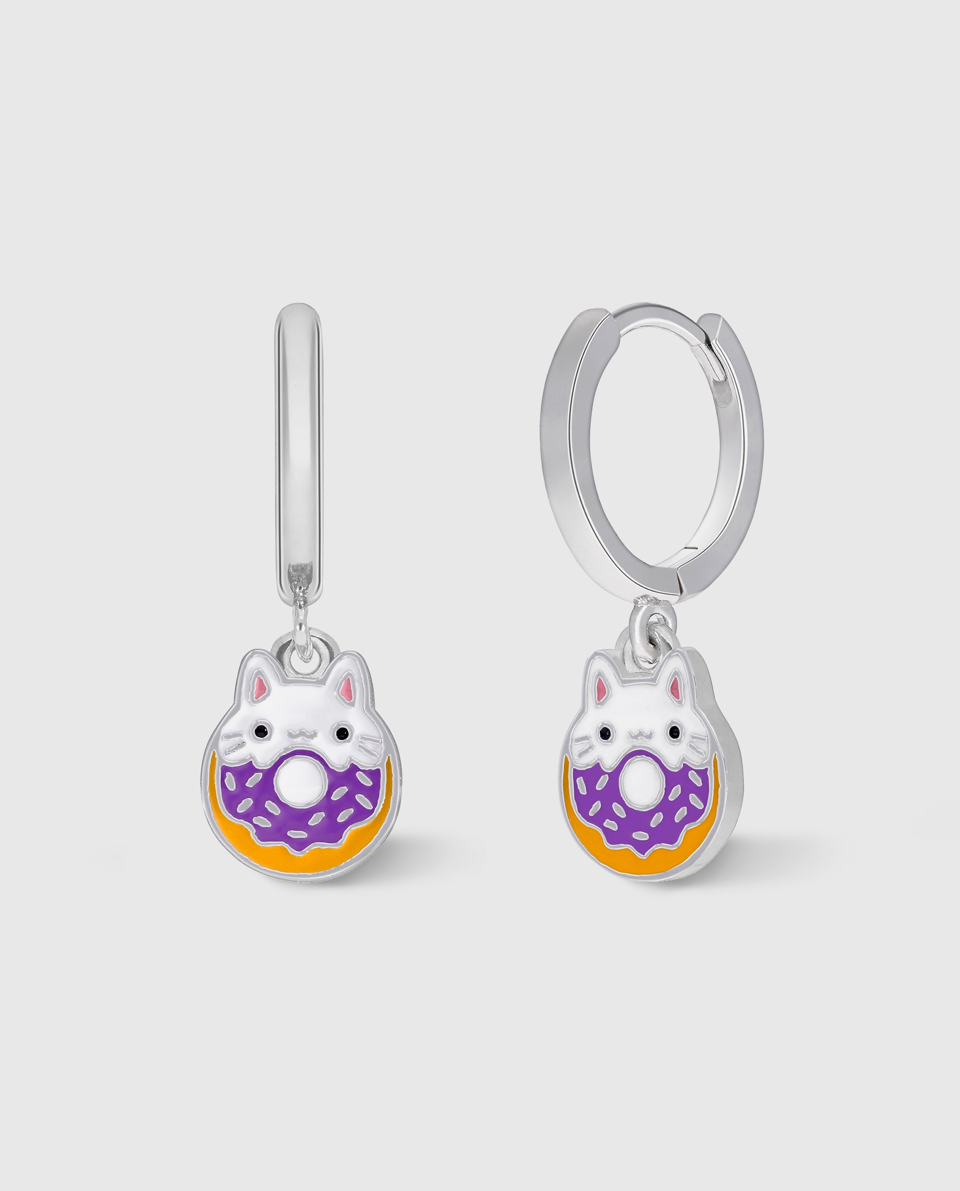 Imagen 0 de Pendientes de aro de niña d03601/bw de plata rodiada Multicolor