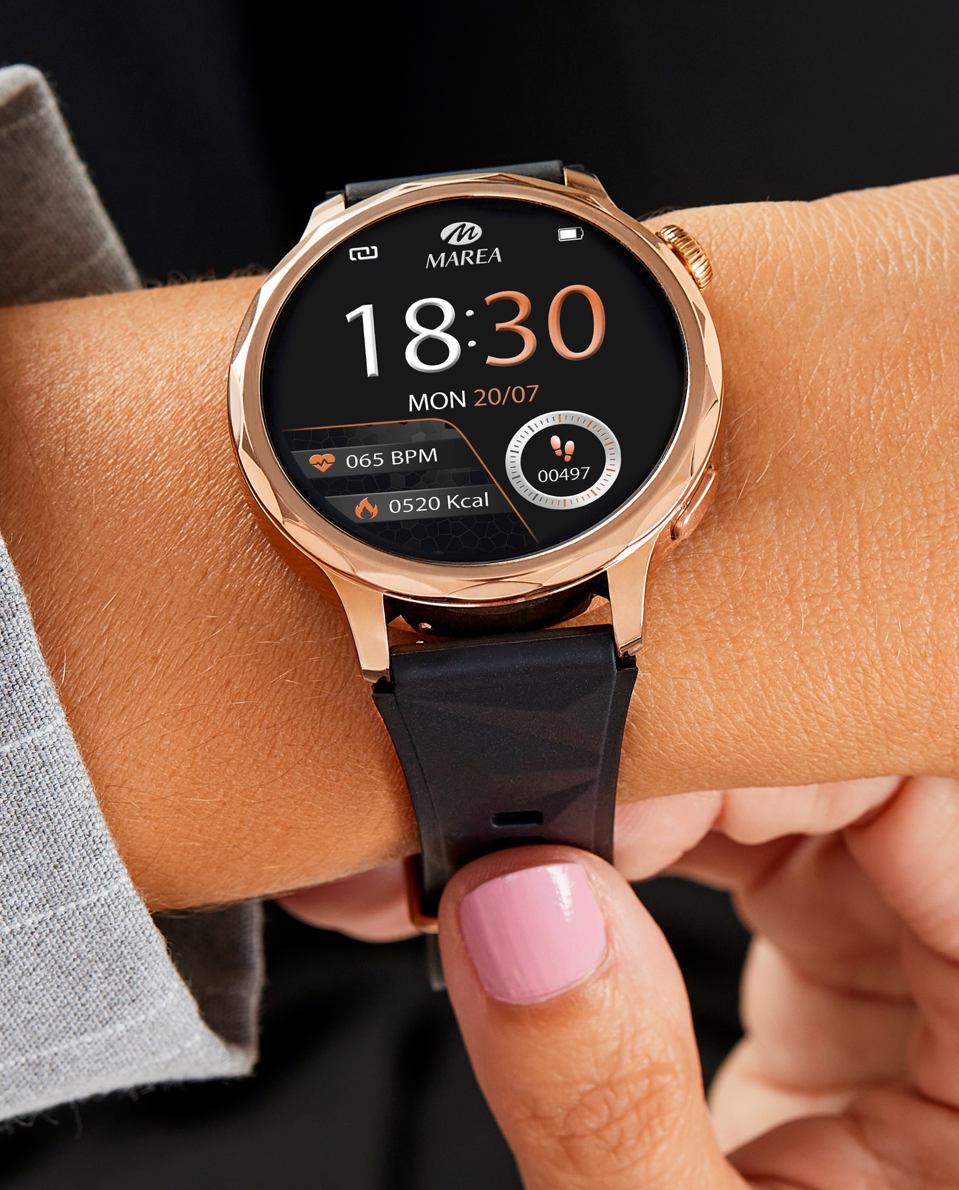 Smartwatch b58014/4 correa silicona negra y correa de acero rosa extra - Marea - Negro Negro-3